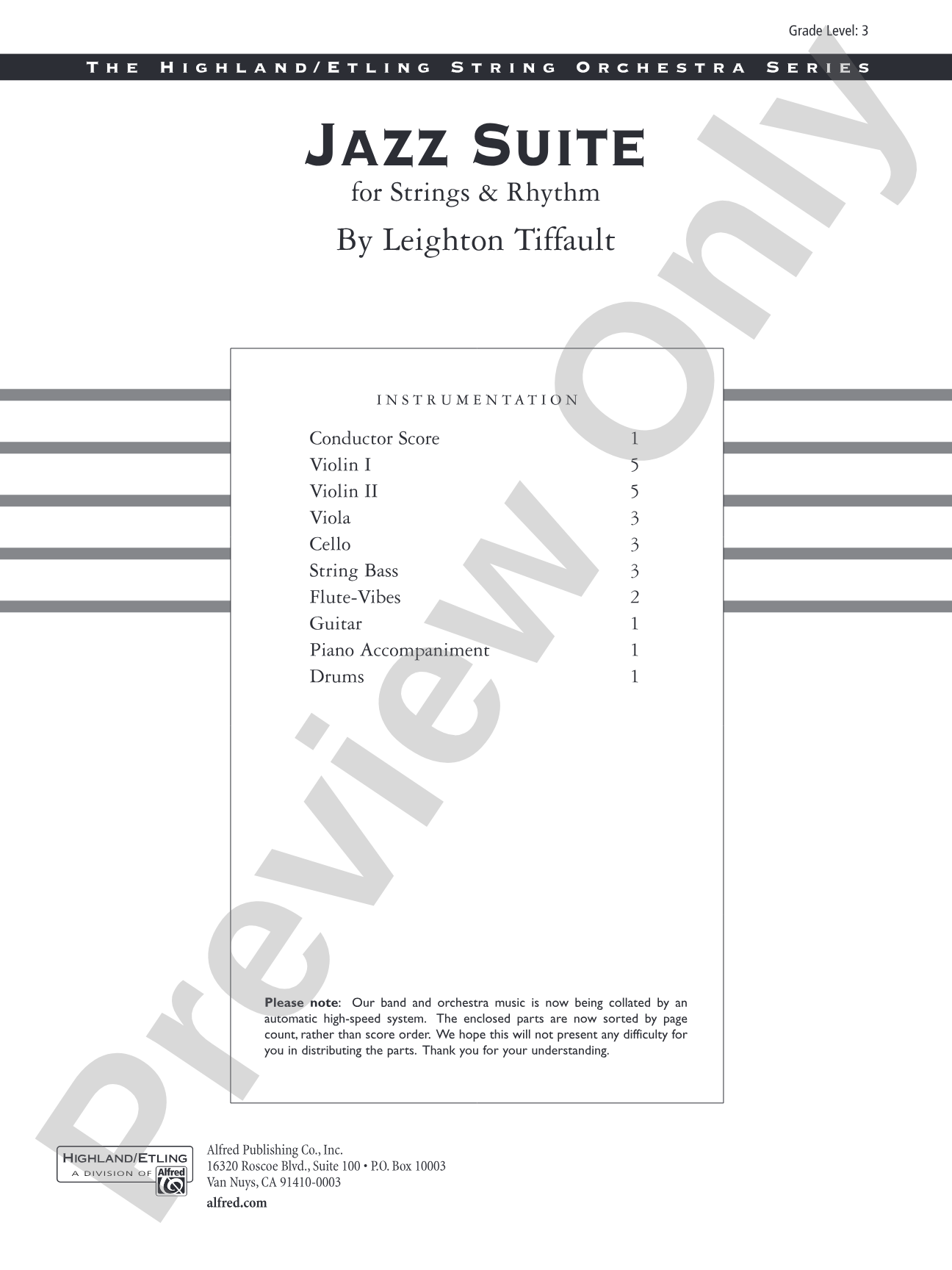 Jazz Suite for Strings and Rhythm: String Orchestra Conductor Score & Parts