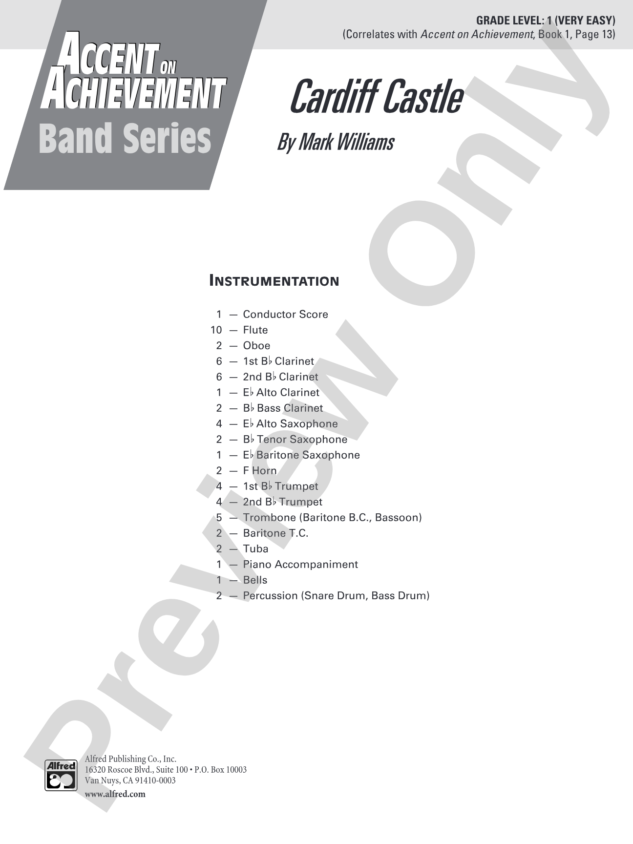 Cardiff Castle: Concert Band Conductor Score & Parts