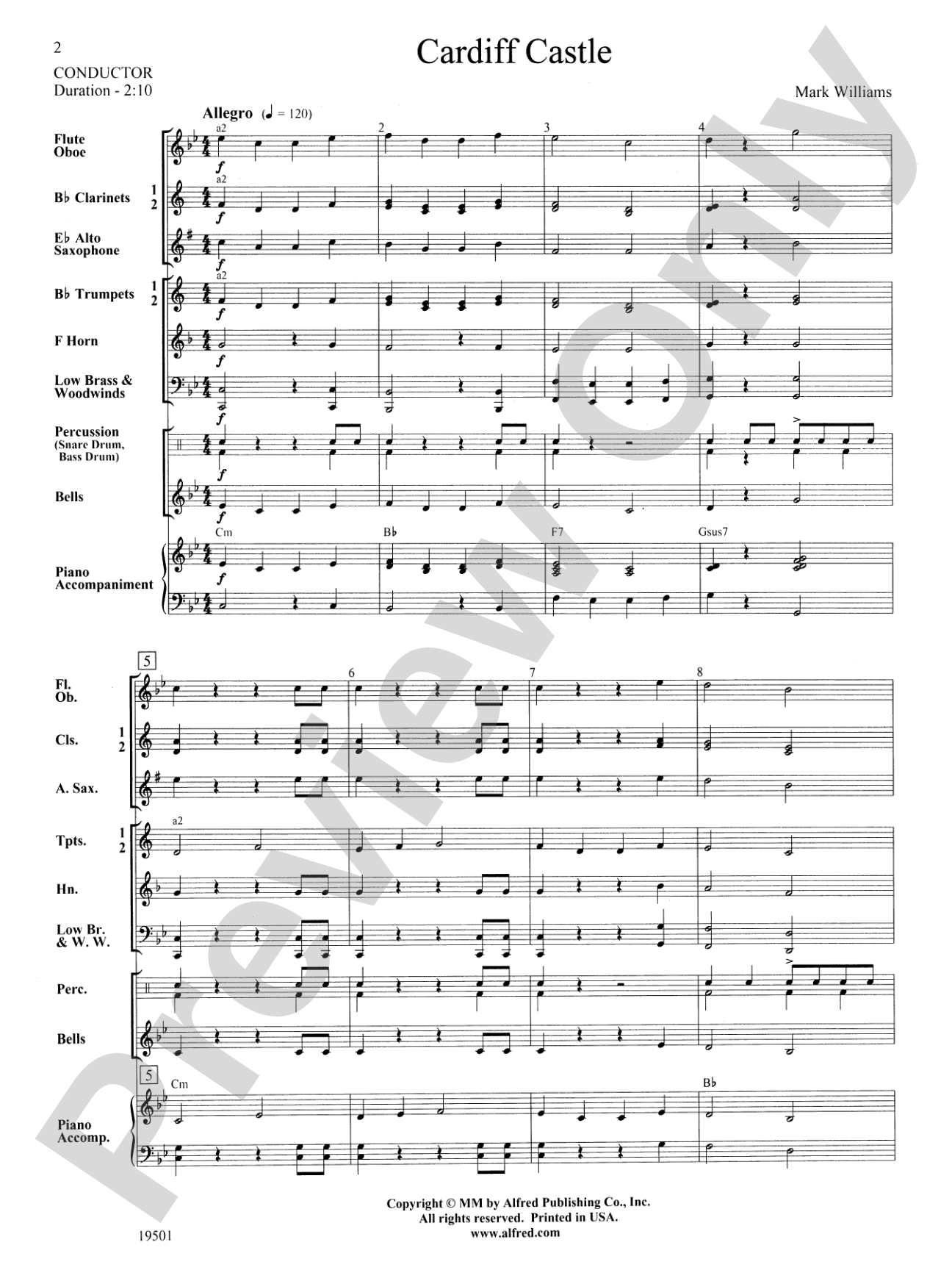 Cardiff Castle: Concert Band Conductor Score & Parts