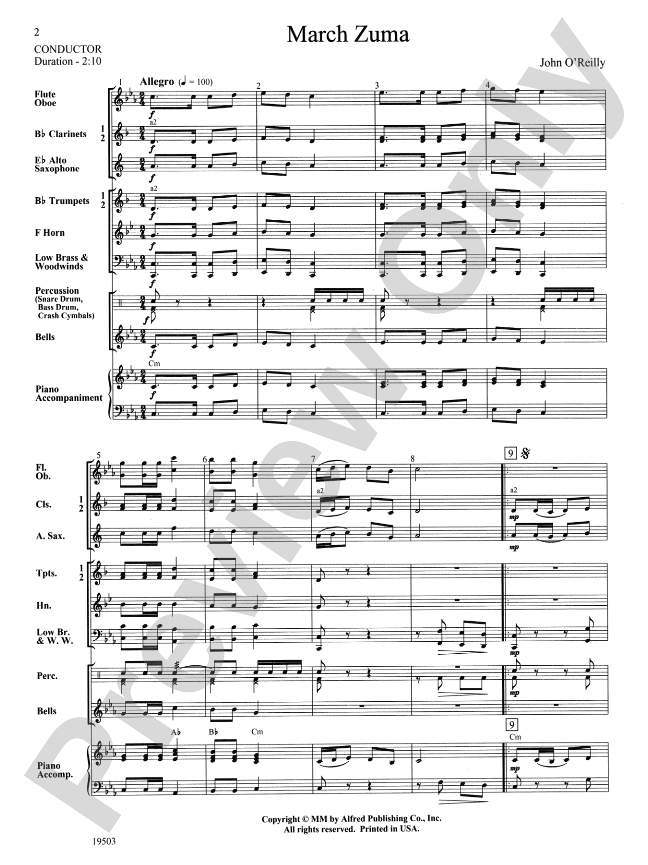 March Zuma: Concert Band Conductor Score & Parts