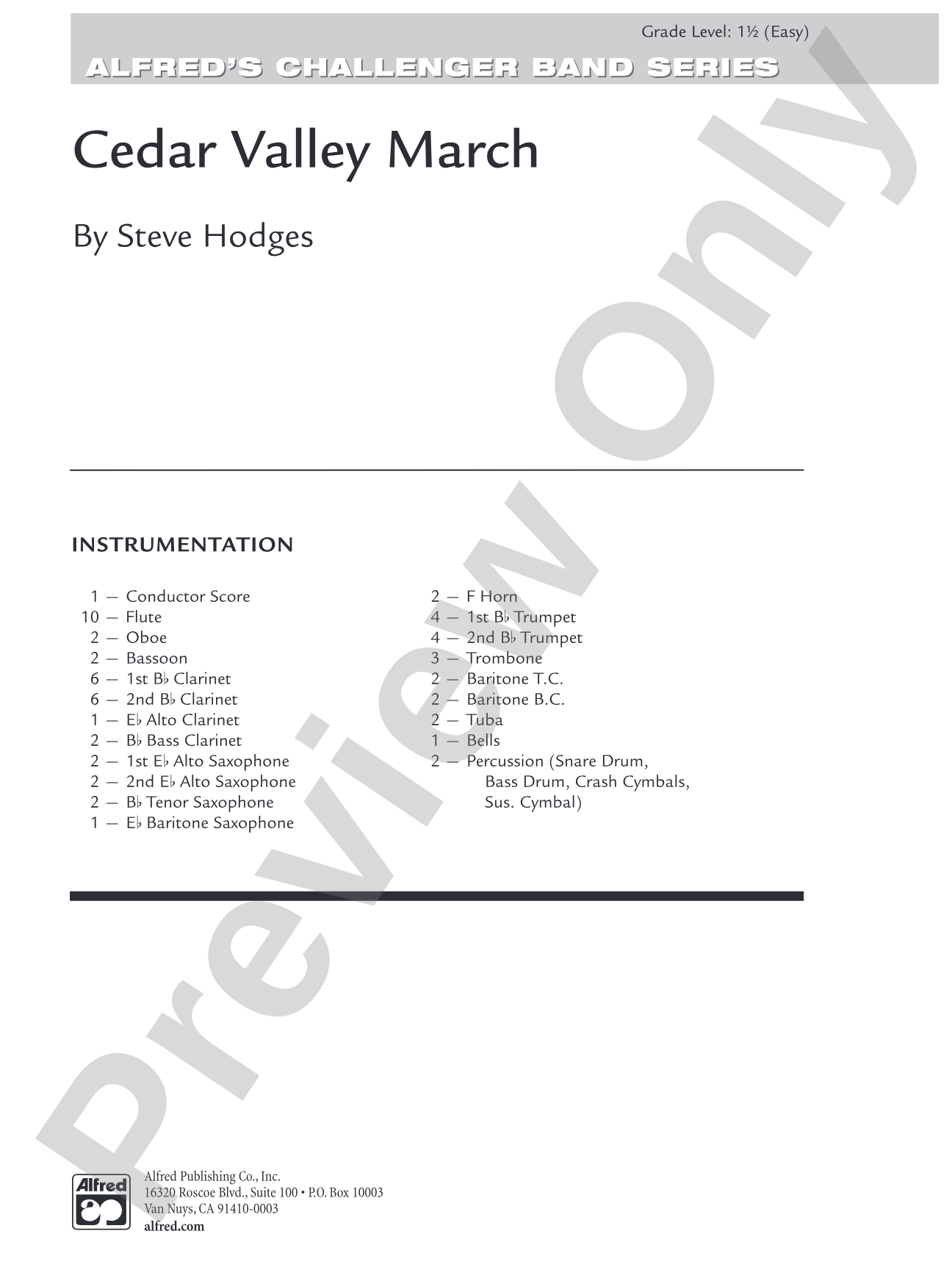 Cedar Valley March: Concert Band Conductor Score & Parts