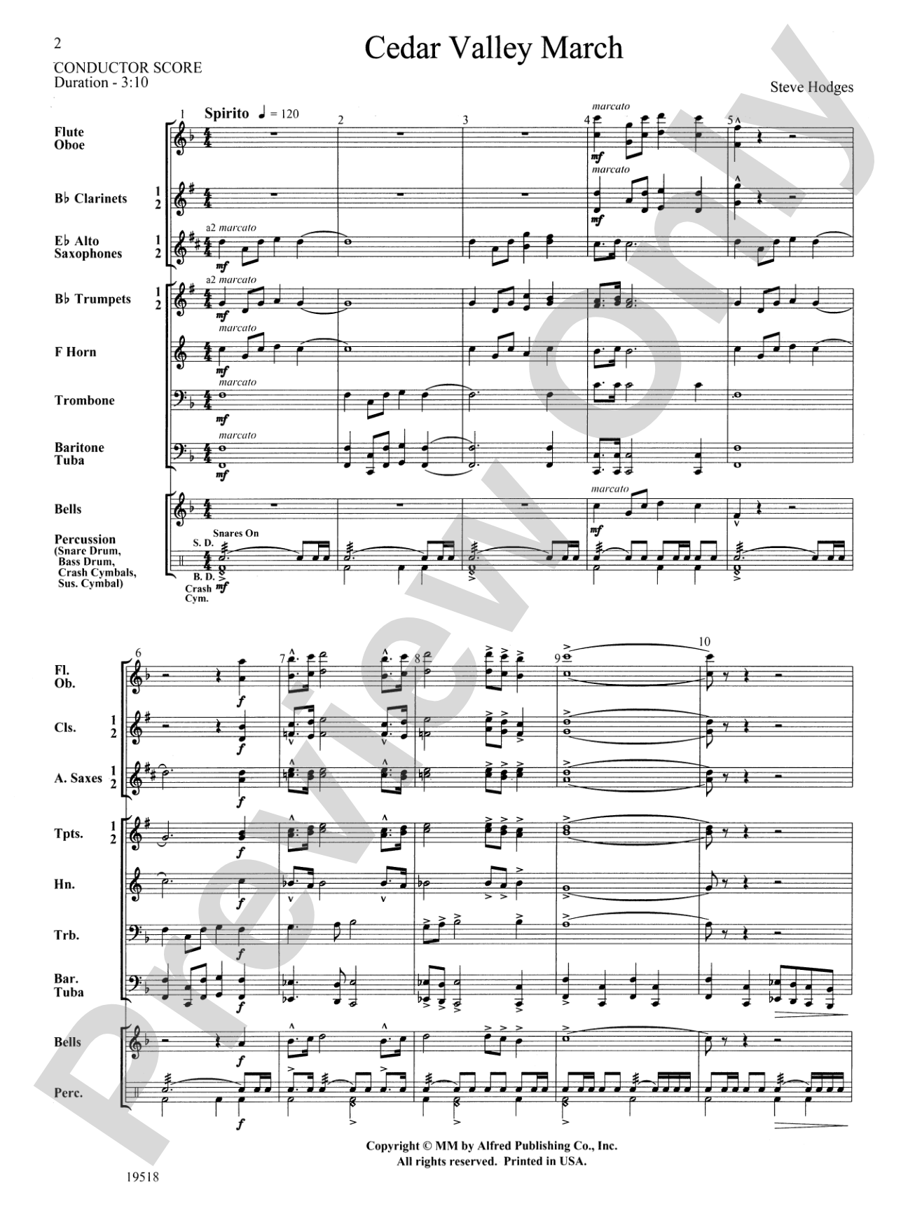 Cedar Valley March: Concert Band Conductor Score & Parts
