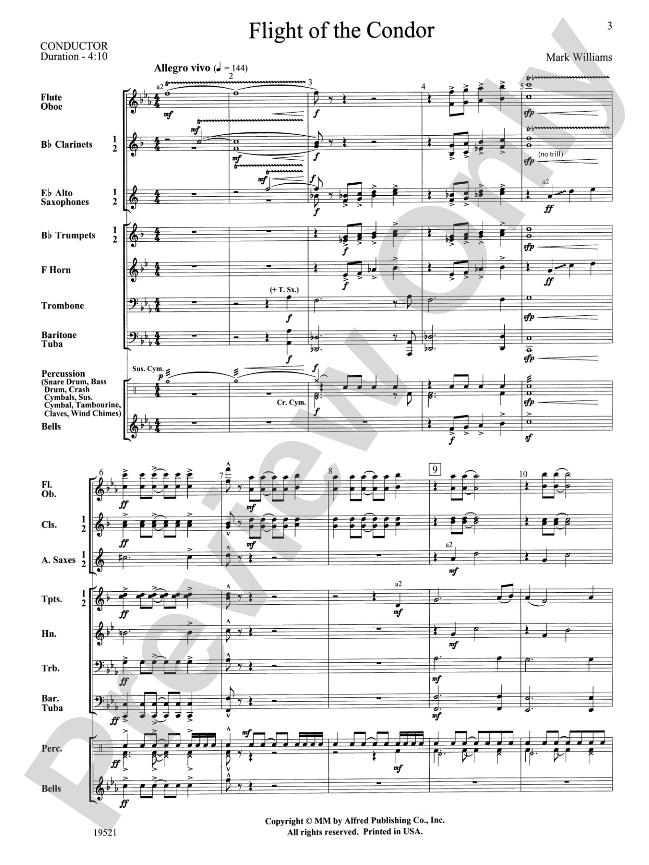 Flight of the Condor: Concert Band Conductor Score & Parts