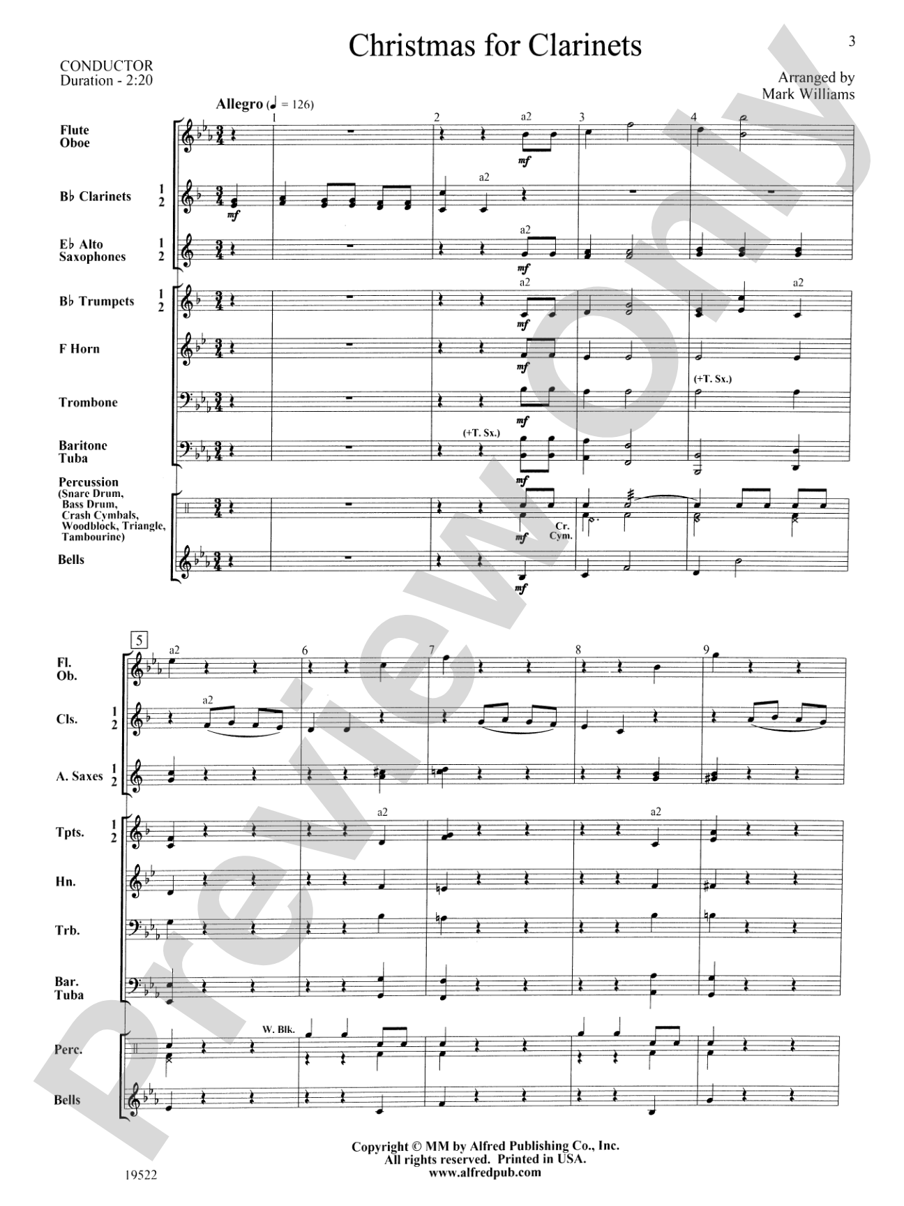 Christmas for Clarinets: Concert Band Conductor Score & Parts