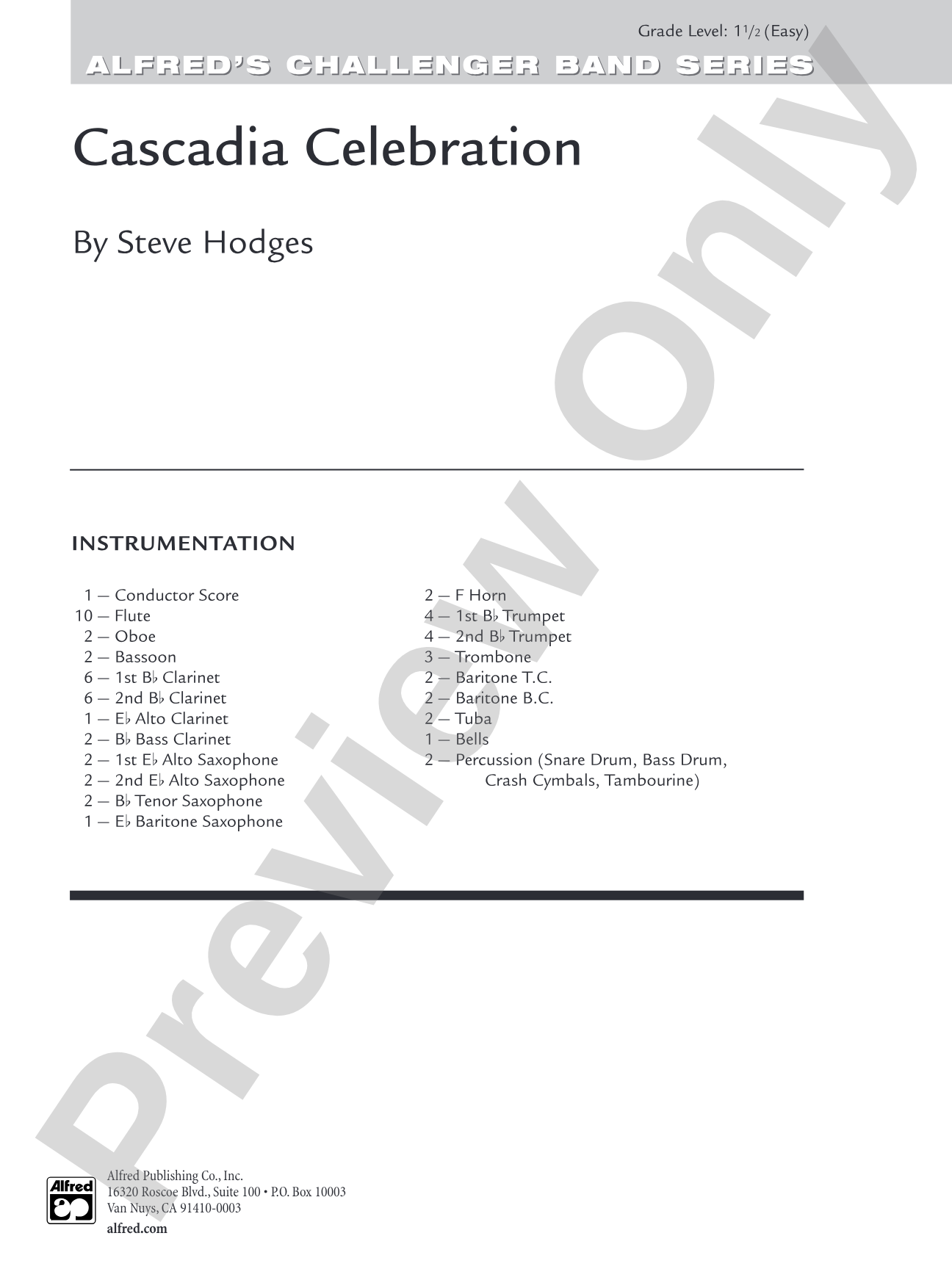 Cascadia Celebration: Concert Band Conductor Score & Parts