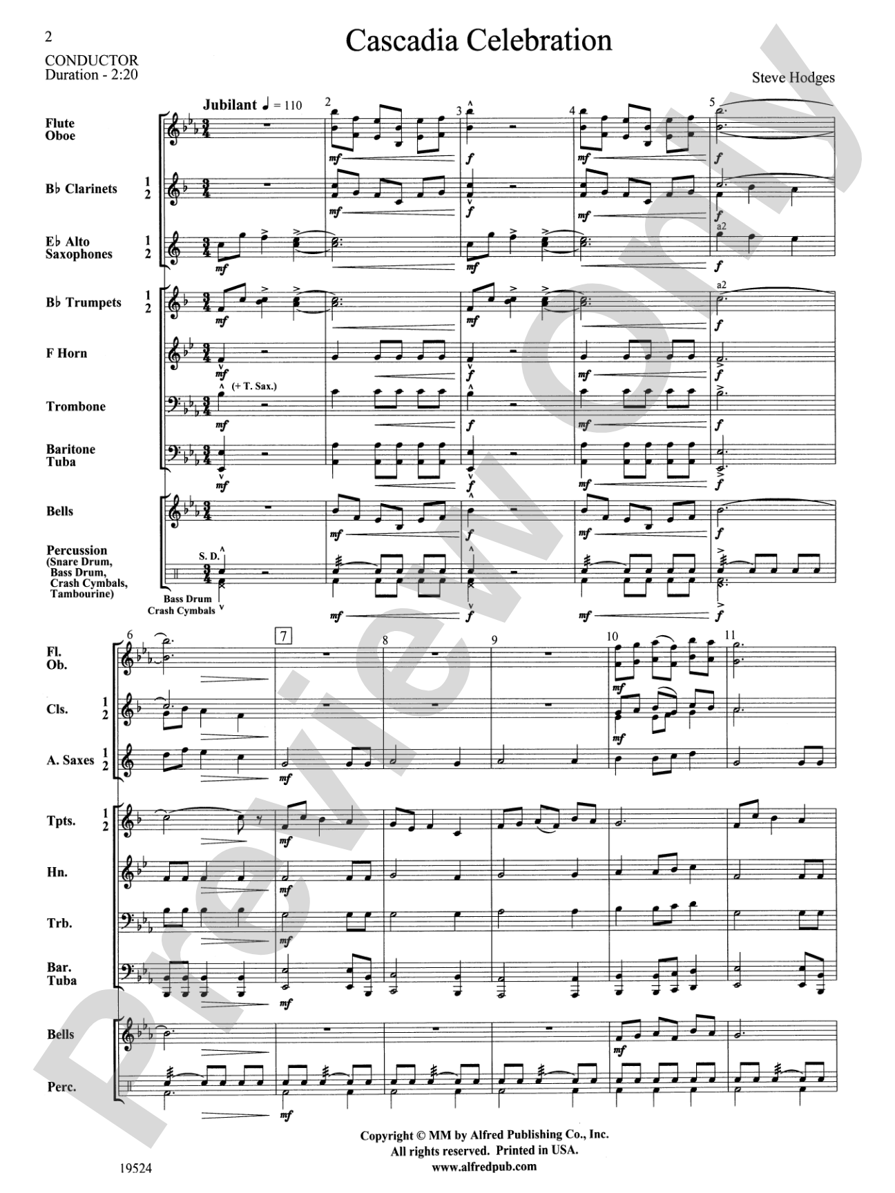 Cascadia Celebration: Concert Band Conductor Score & Parts