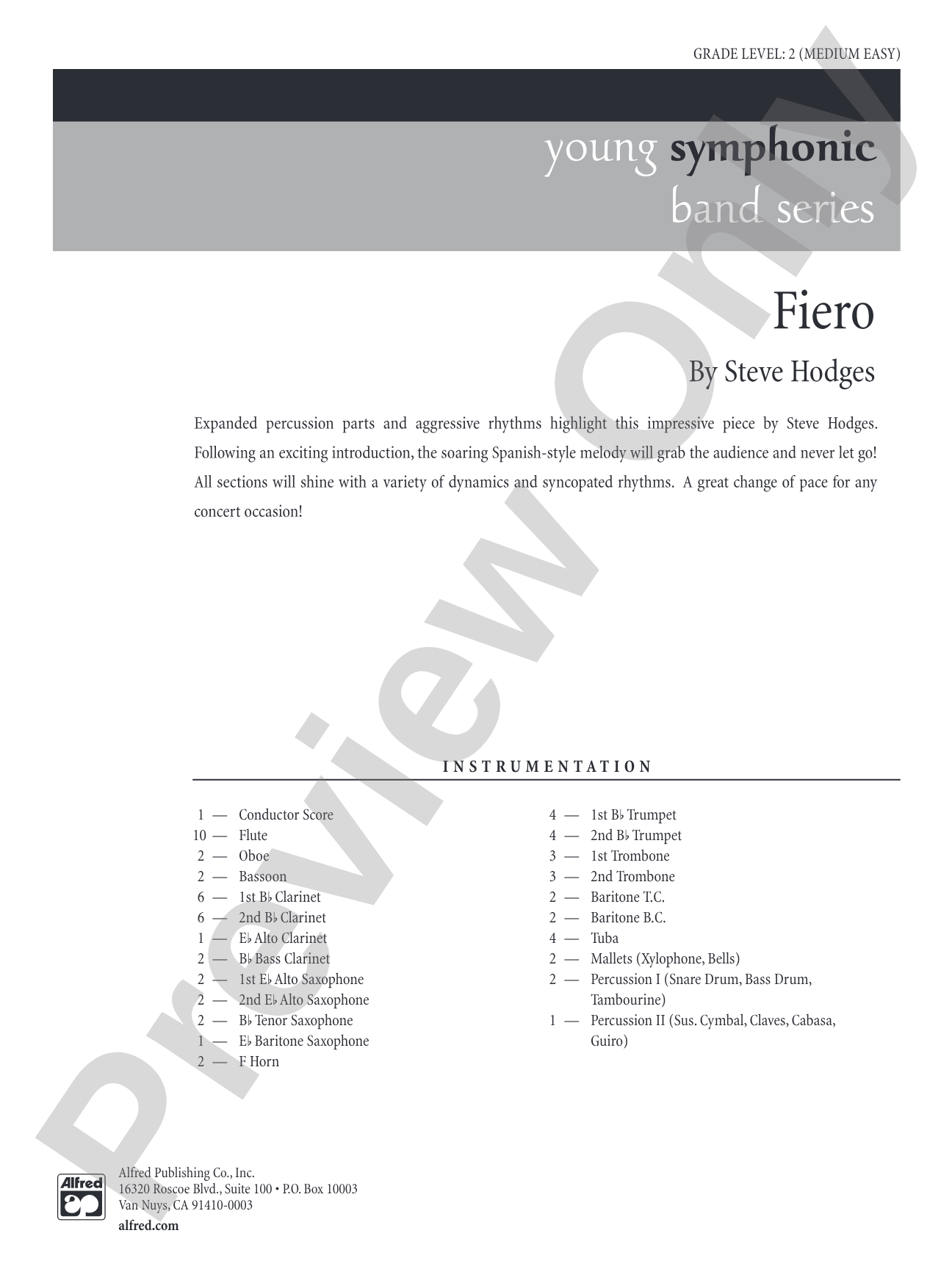 Fiero: Concert Band Conductor Score & Parts