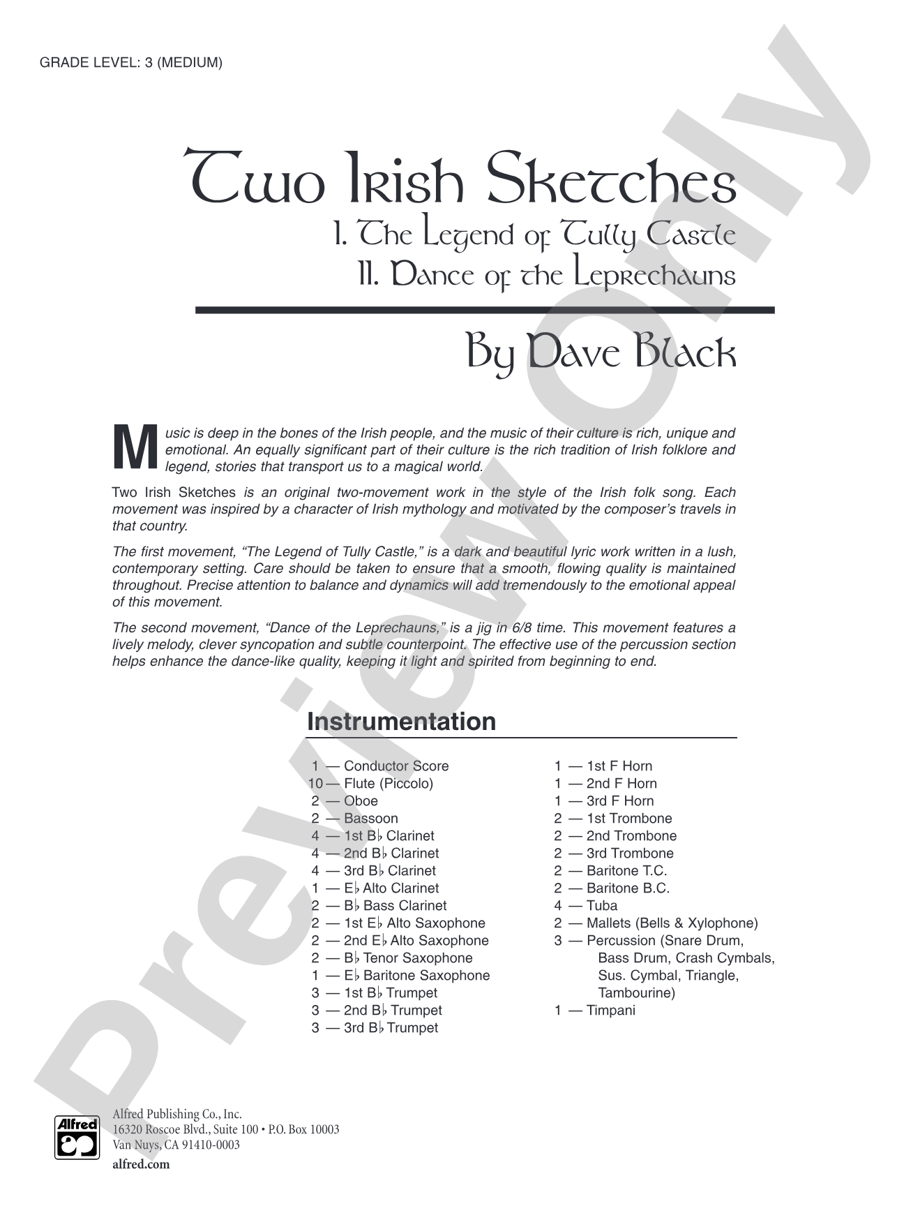 Two Irish Sketches: Concert Band Conductor Score & Parts
