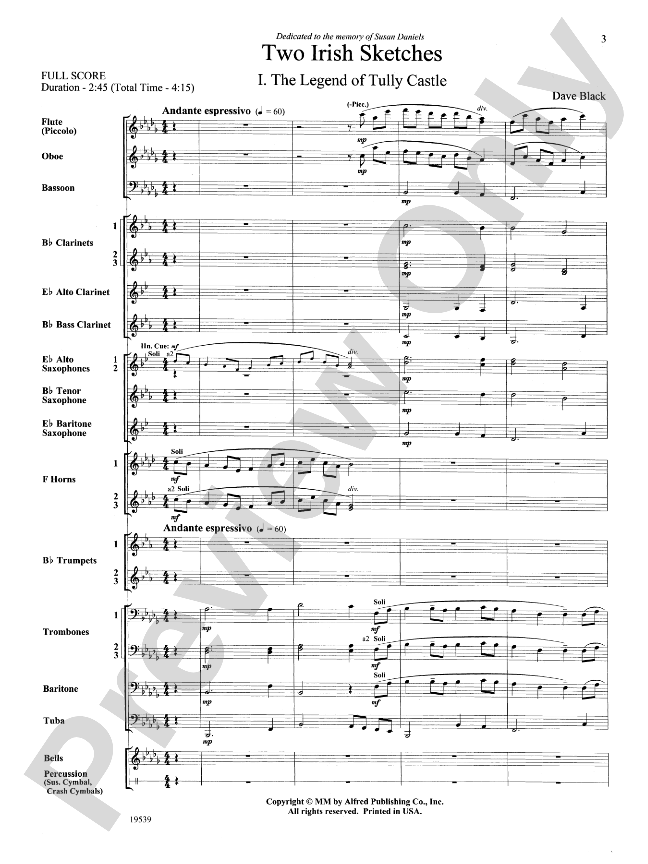 Two Irish Sketches: Concert Band Conductor Score & Parts