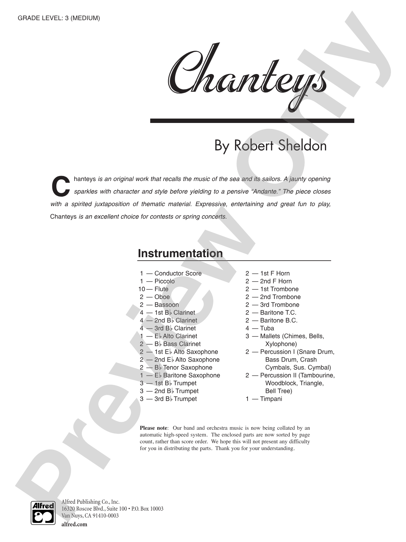Chanteys: Concert Band Conductor Score & Parts