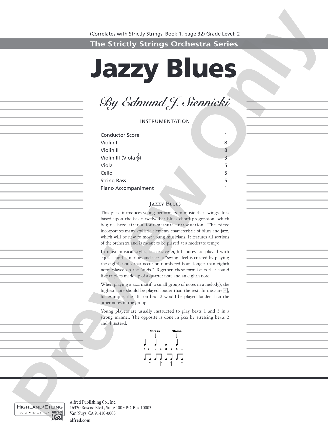 Jazzy Blues: String Orchestra Conductor Score & Parts
