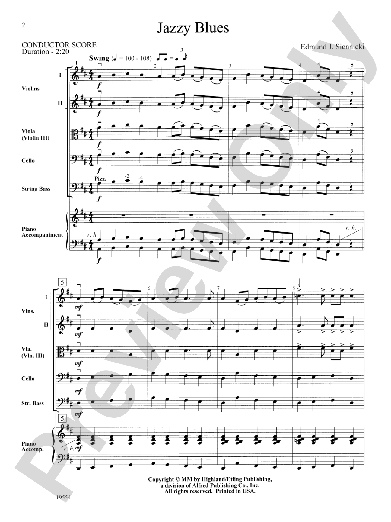 Jazzy Blues: String Orchestra Conductor Score & Parts