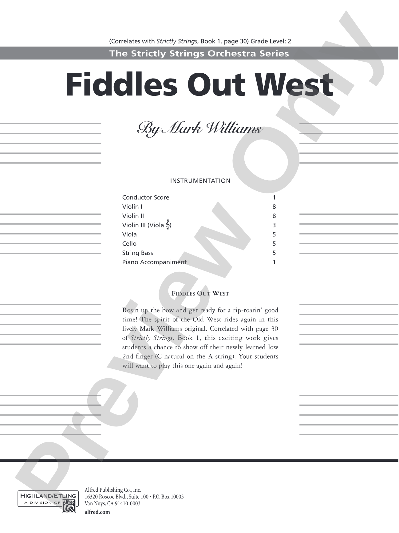 Fiddles Out West: String Orchestra Conductor Score & Parts