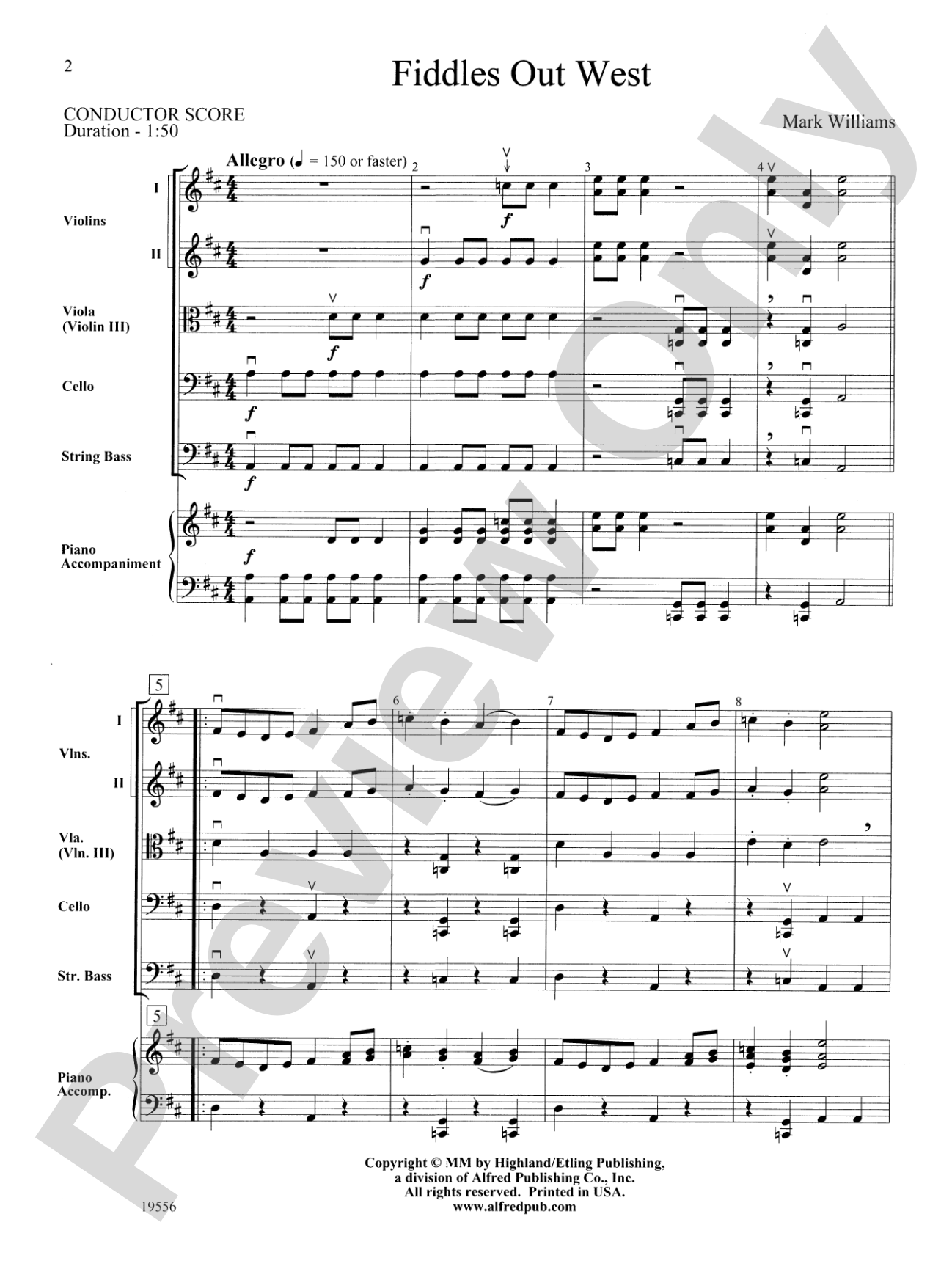 Fiddles Out West: String Orchestra Conductor Score & Parts