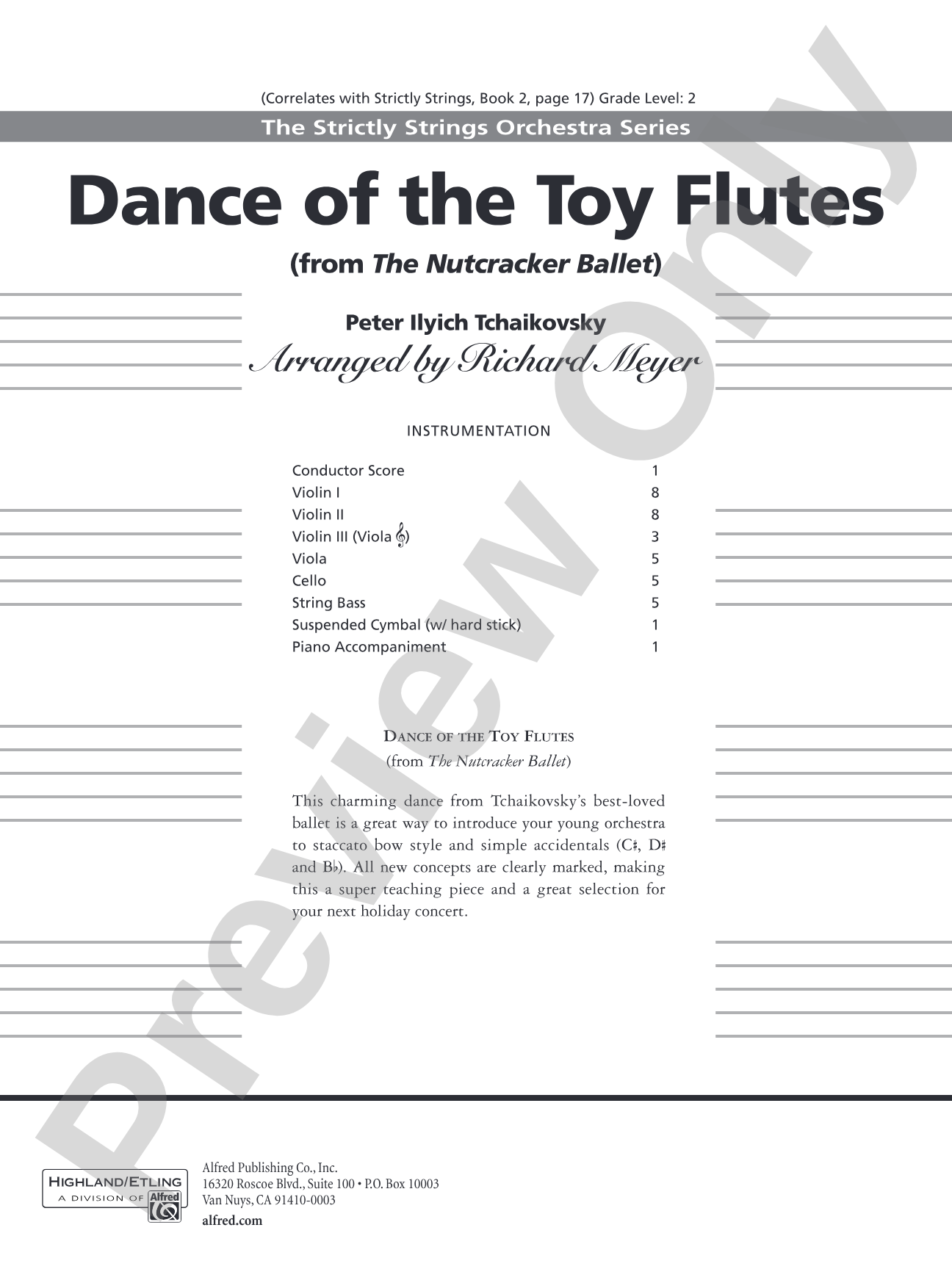 Dance of the Toy Flutes: String Orchestra Conductor Score & Parts