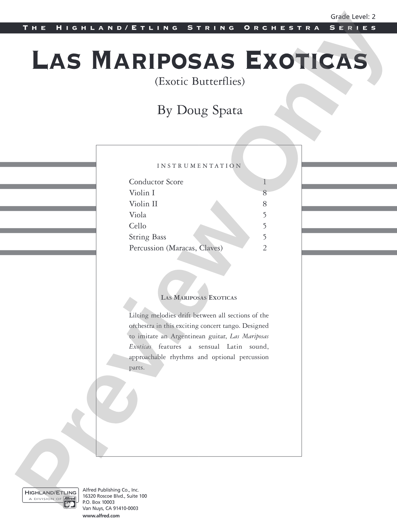 Las Mariposas Exoticas: String Orchestra Conductor Score & Parts