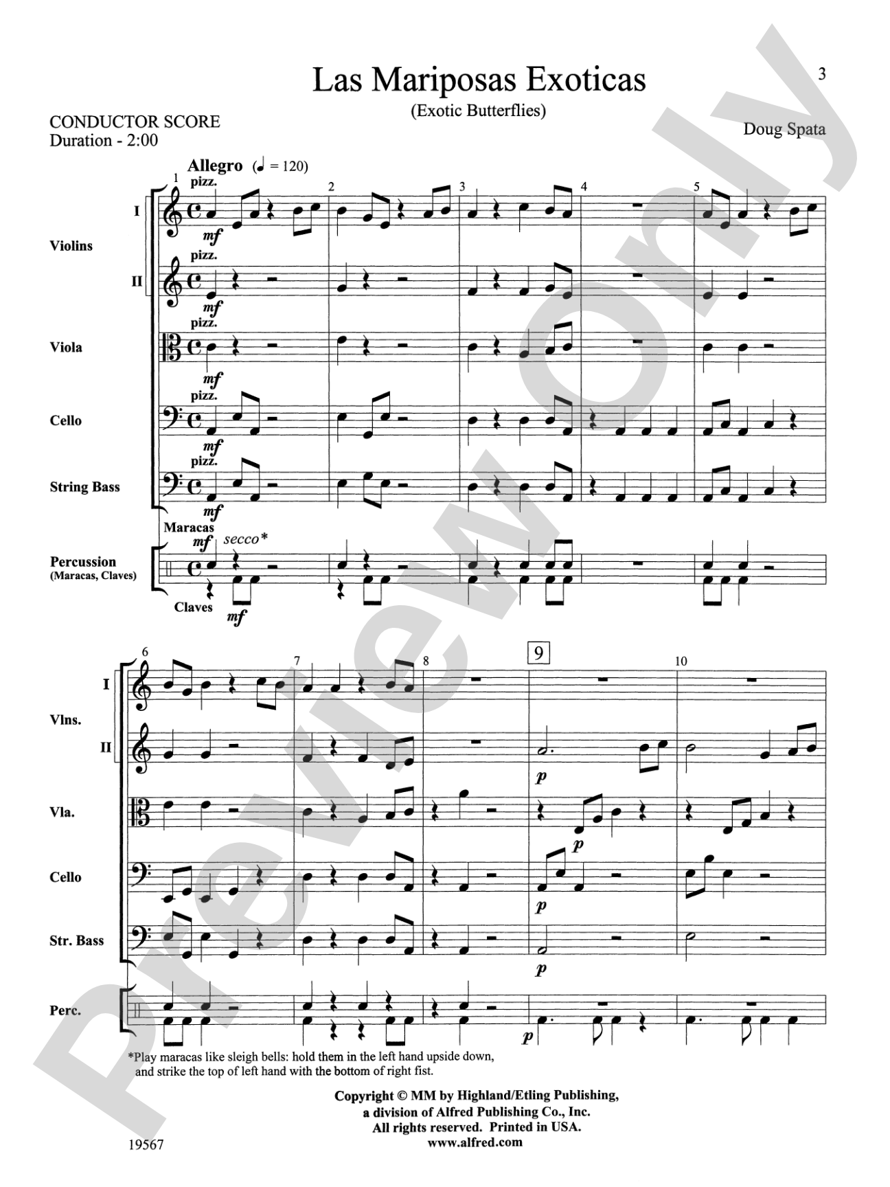 Las Mariposas Exoticas: String Orchestra Conductor Score & Parts