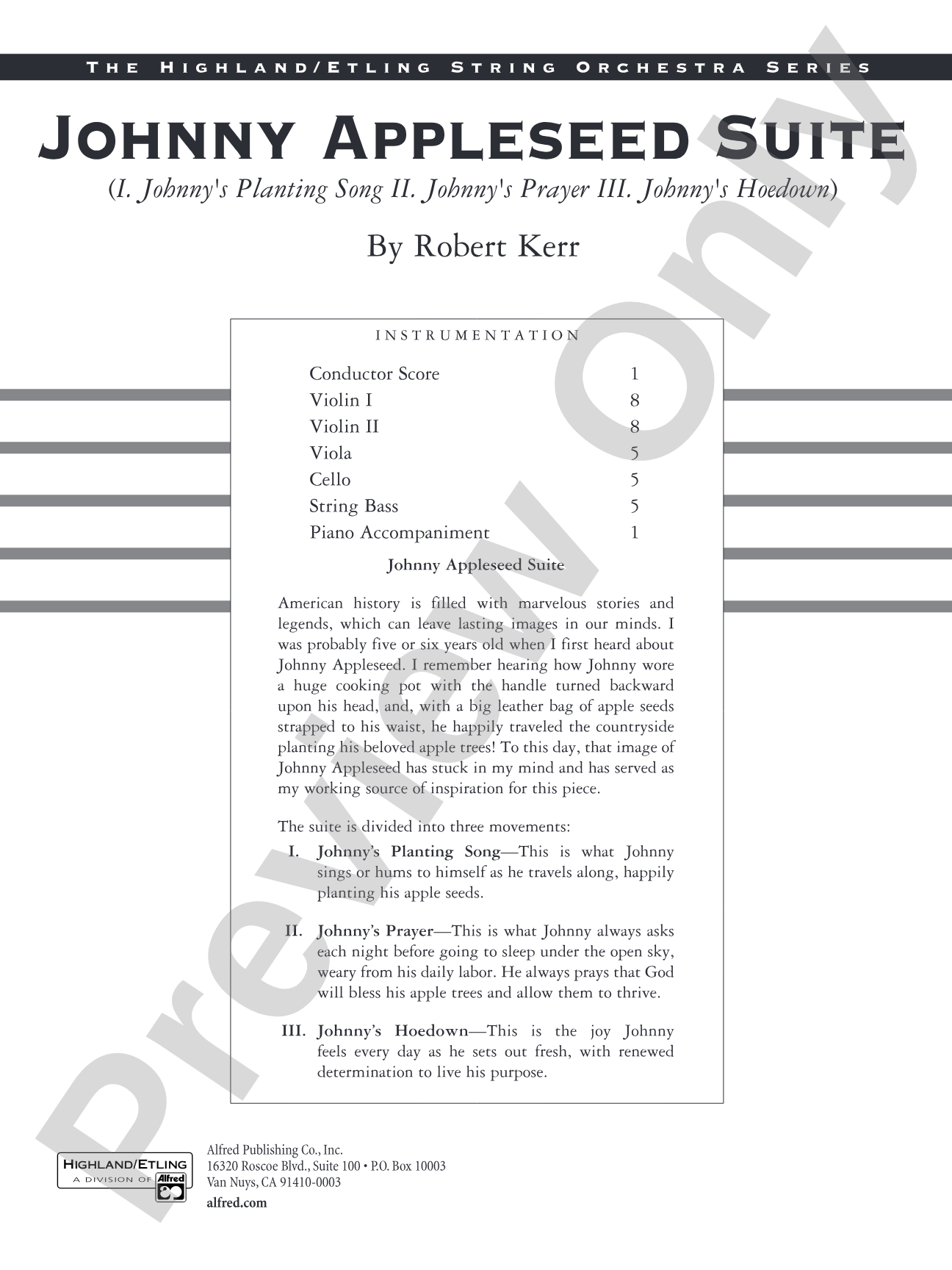 Johnny Appleseed Suite: String Orchestra Conductor Score & Parts