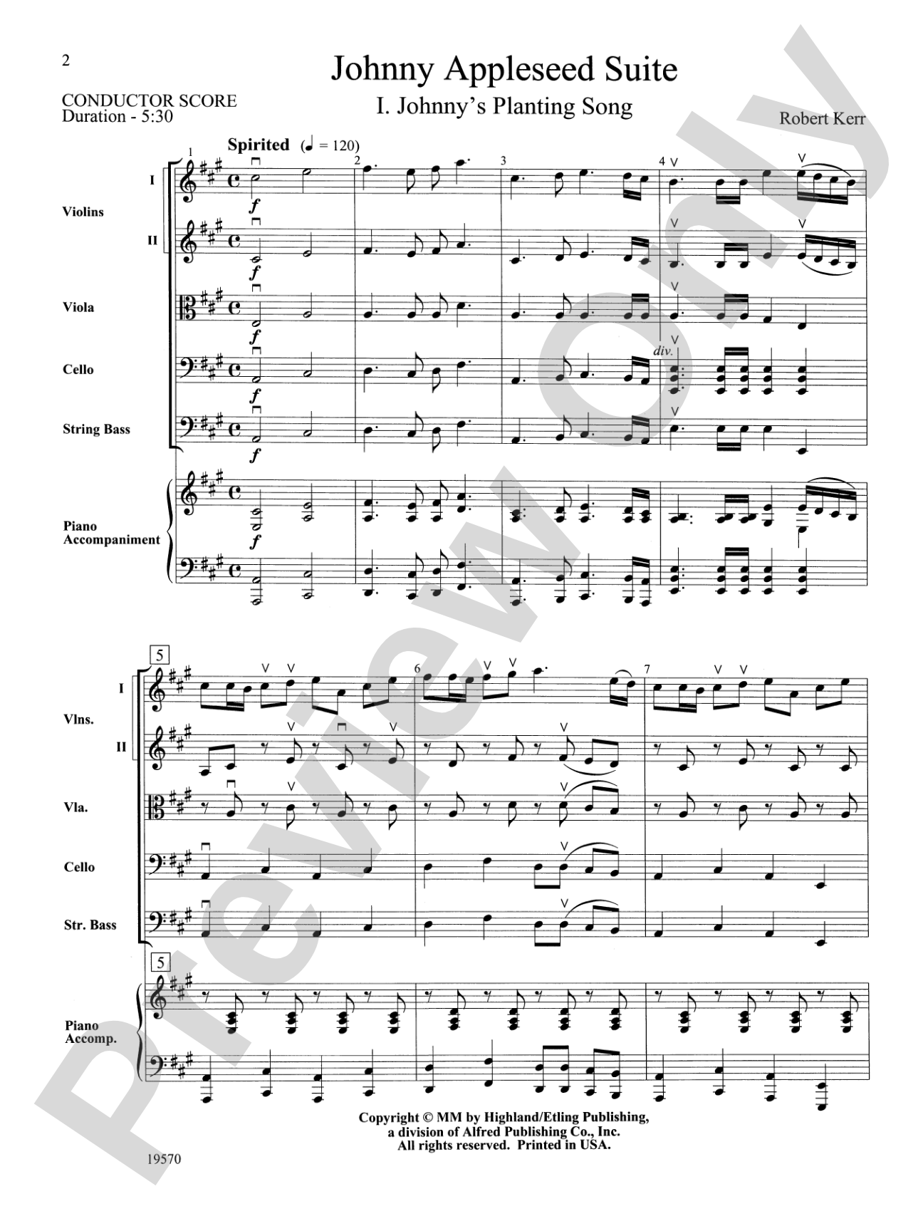Johnny Appleseed Suite: String Orchestra Conductor Score & Parts