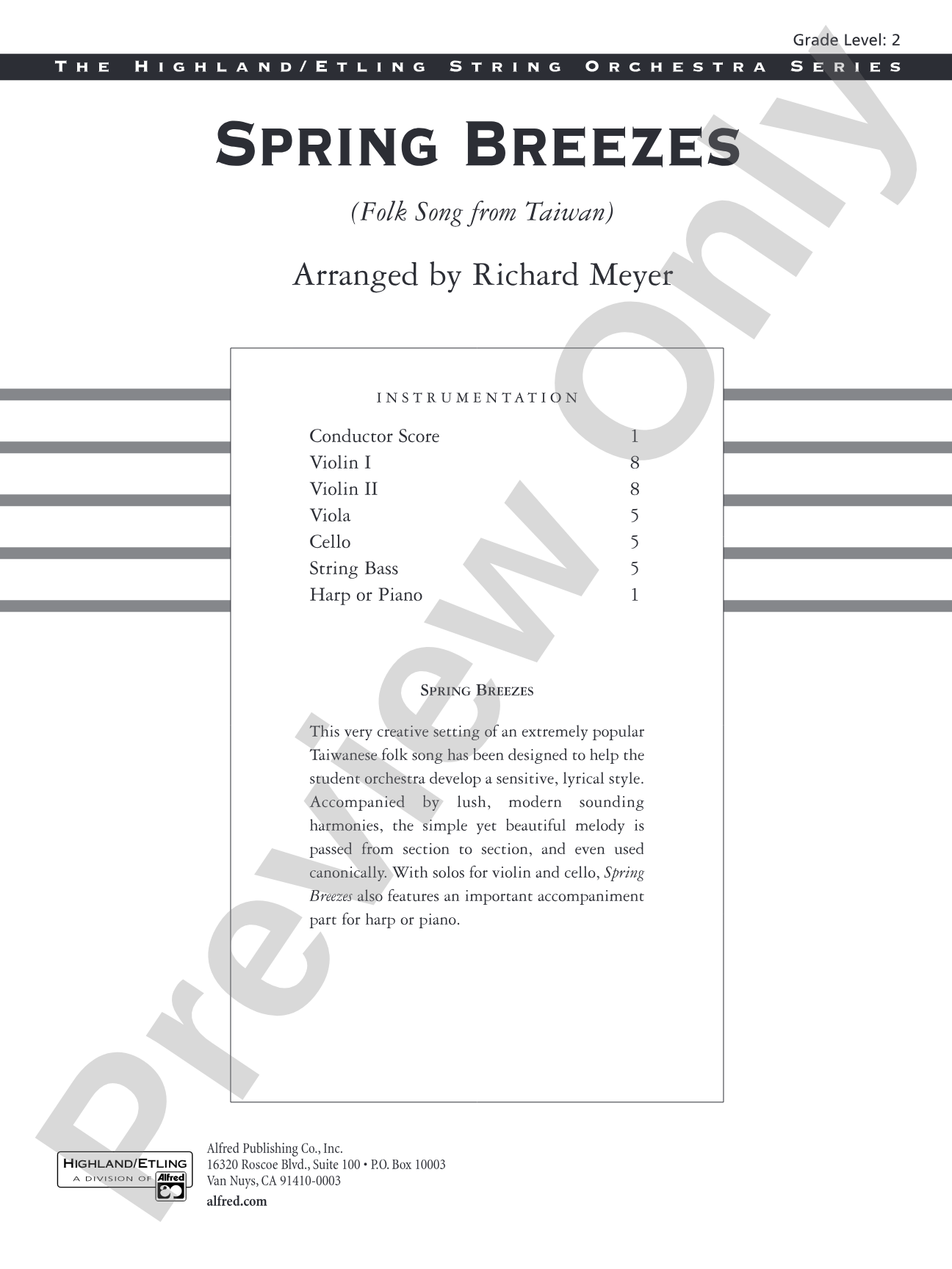 Spring Breezes: String Orchestra Conductor Score & Parts