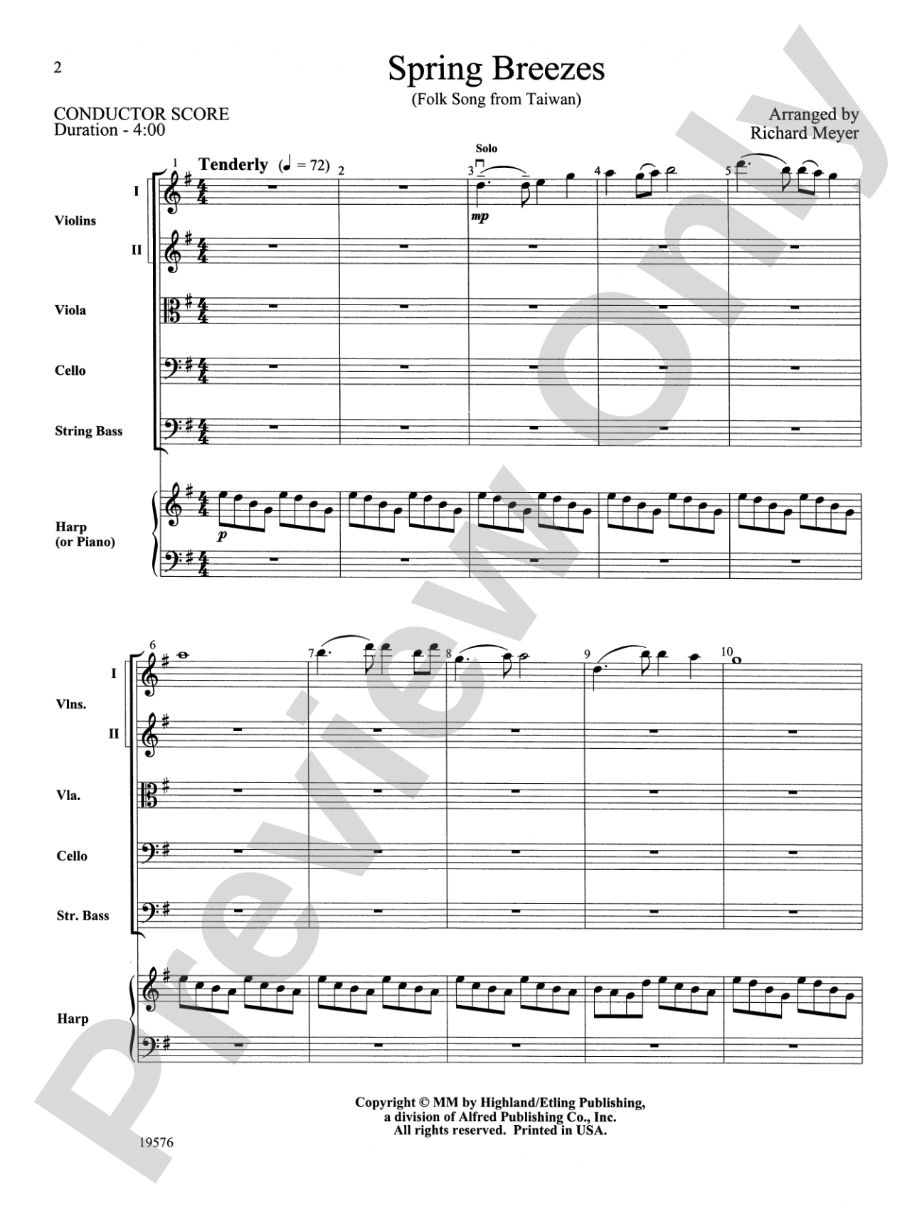 Spring Breezes: String Orchestra Conductor Score & Parts