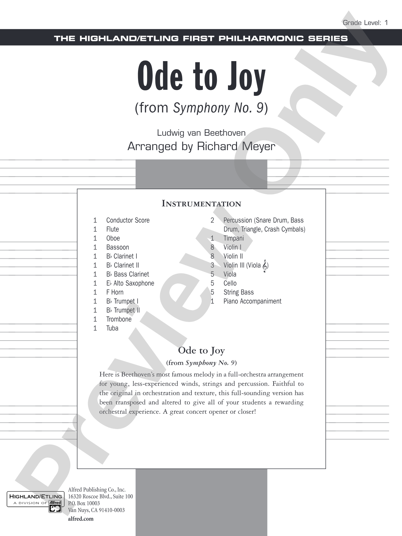 Ode to Joy from Symphony No. 9: Score