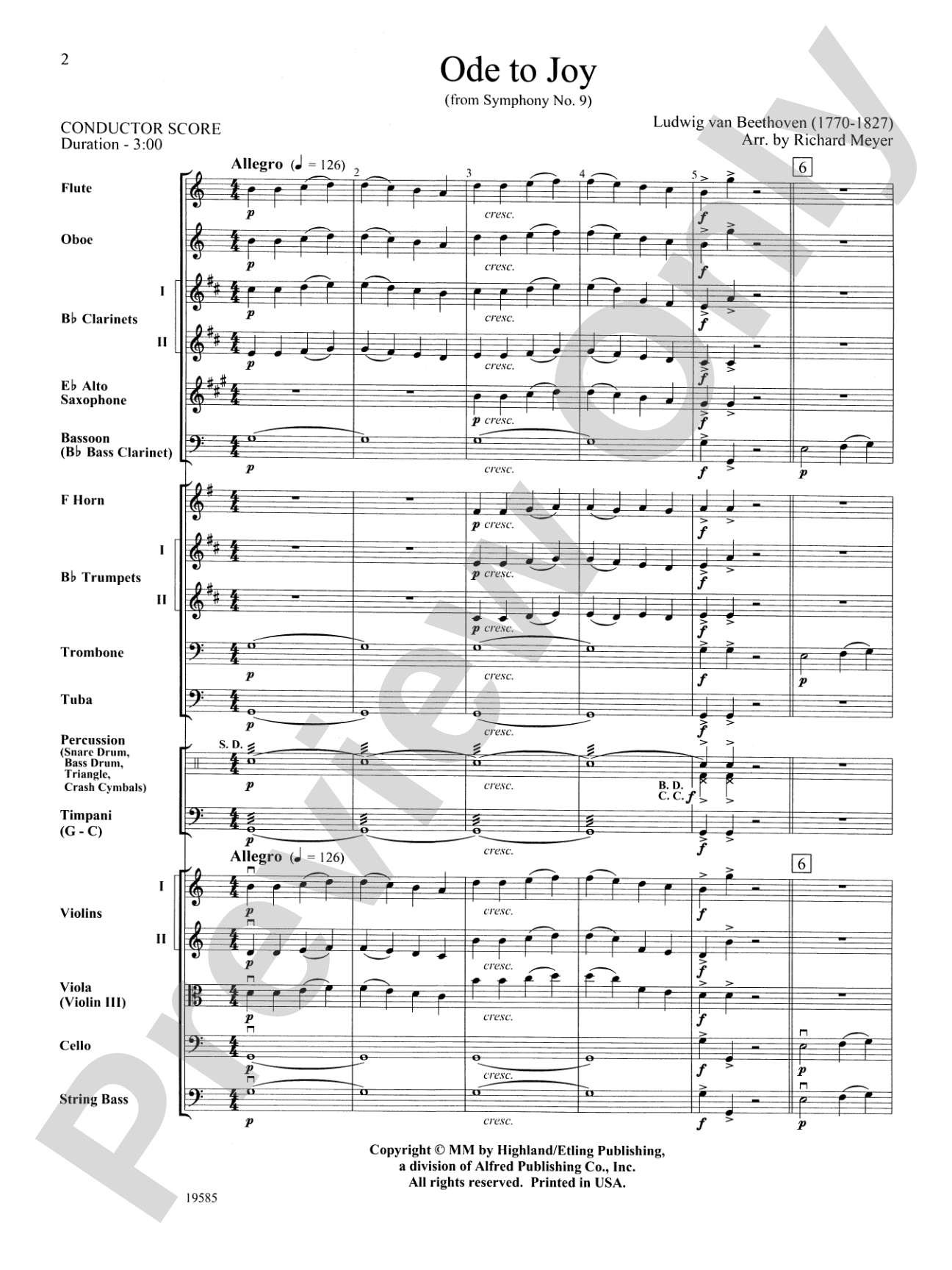Ode to Joy from Symphony No. 9: Score