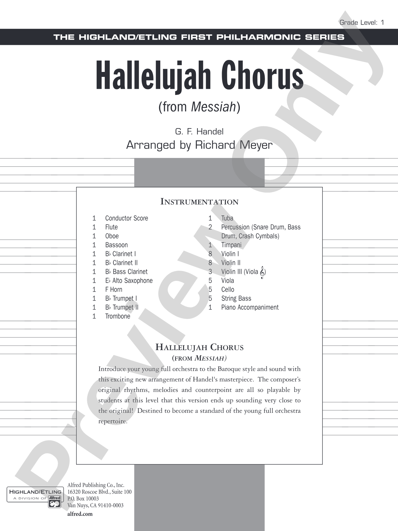 Hallelujah Chorus from Messiah: Full Orchestra Conductor Score & Parts