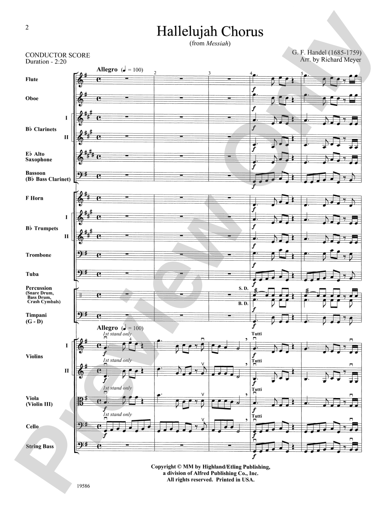 Hallelujah Chorus from Messiah: Full Orchestra Conductor Score & Parts