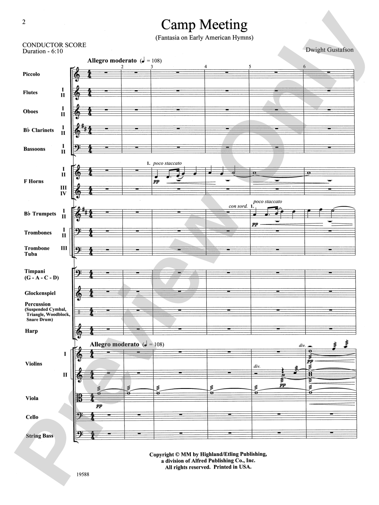 Camp Meeting (Fantasia on Early American Hymns): Full Orchestra Conductor Score & Parts