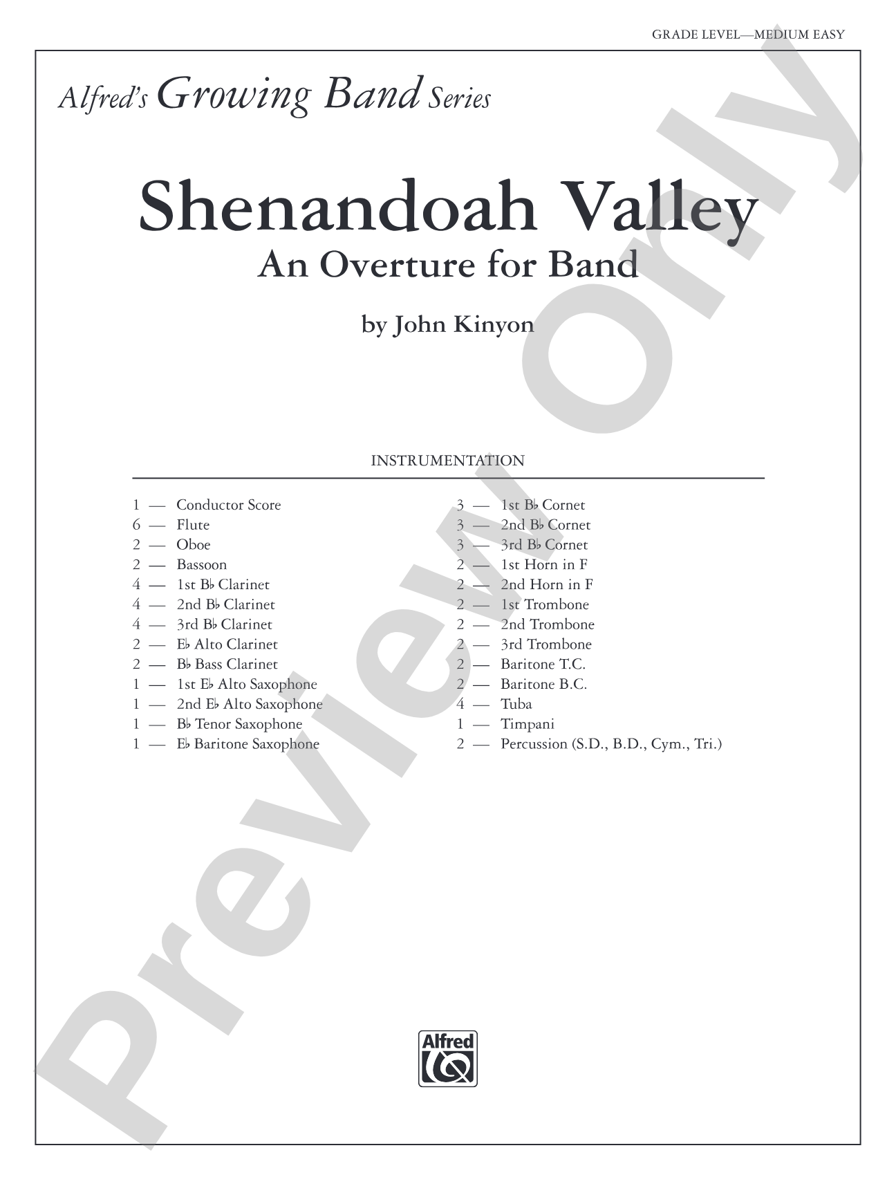 Shenandoah Valley: Concert Band Conductor Score & Parts