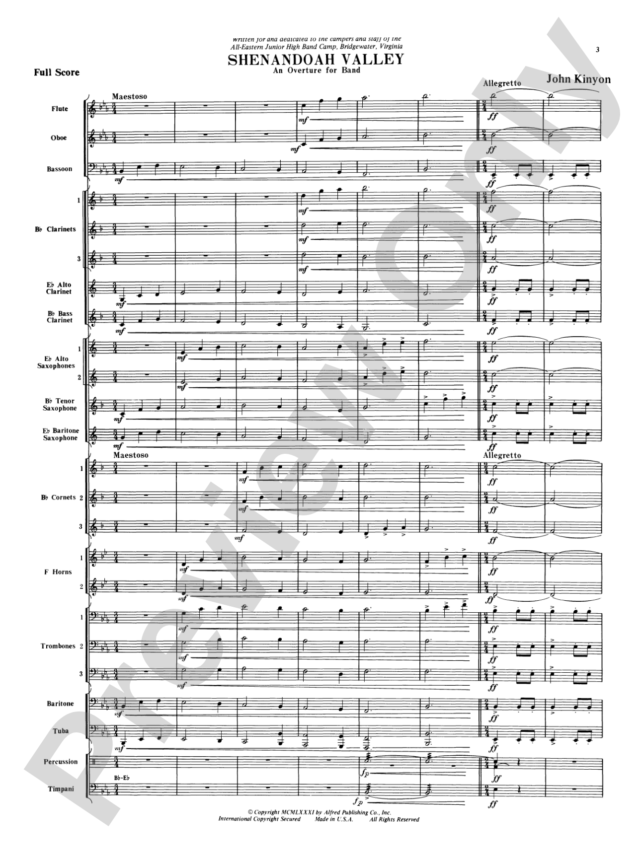 Shenandoah Valley: Concert Band Conductor Score & Parts