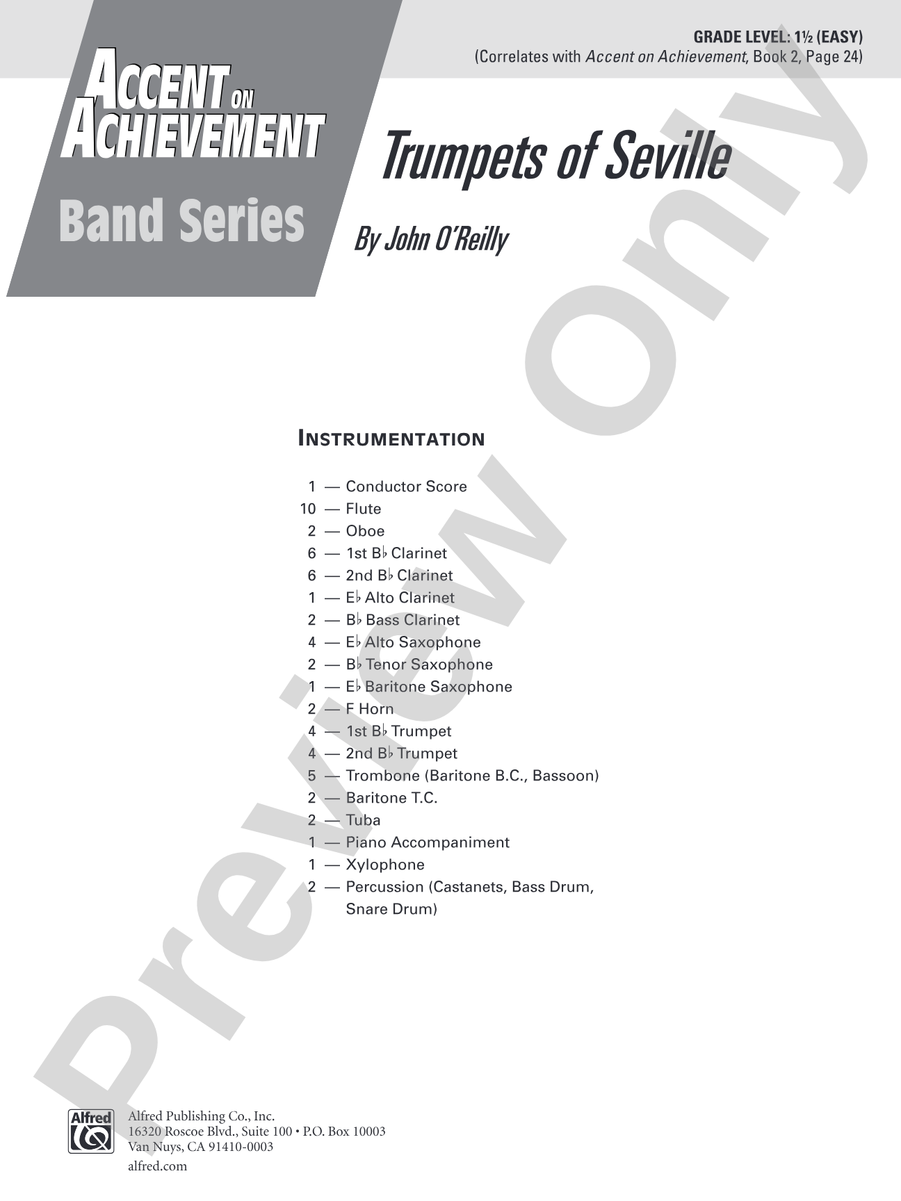 Trumpets of Seville: Concert Band Conductor Score & Parts