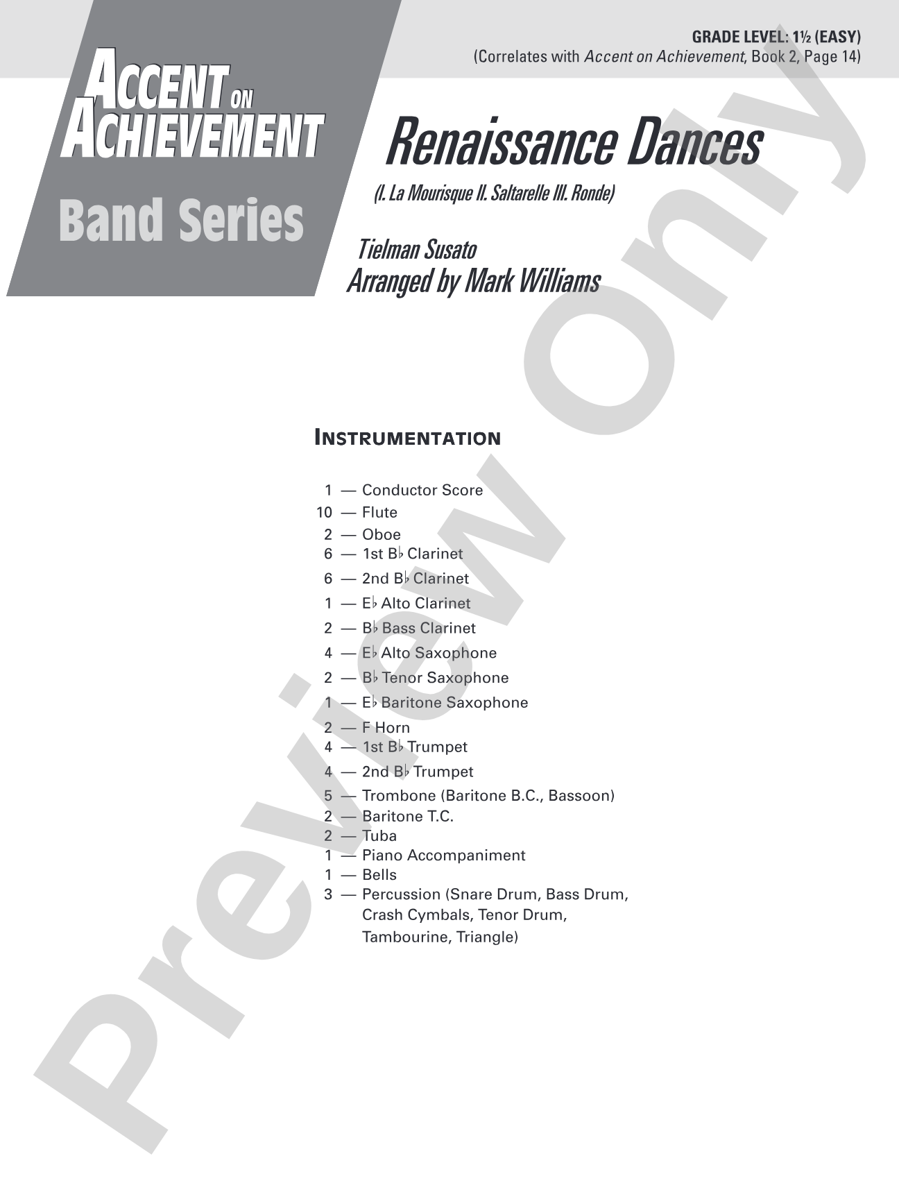 Renaissance Dances: Concert Band Conductor Score & Parts