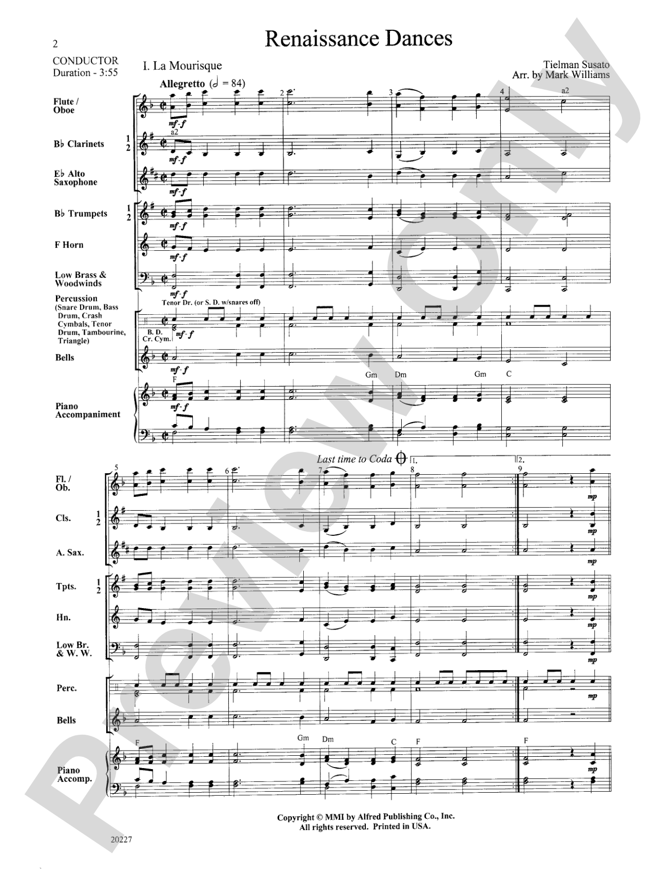 Renaissance Dances: Concert Band Conductor Score & Parts