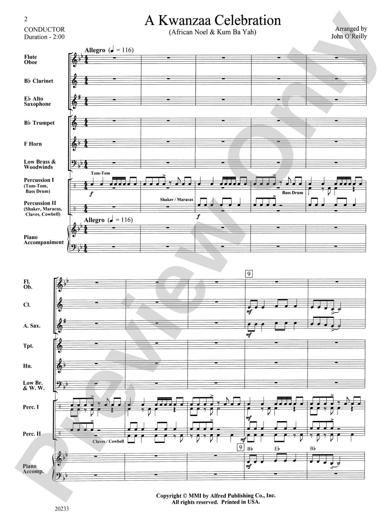 A Kwanzaa Celebration: Concert Band Conductor Score & Parts