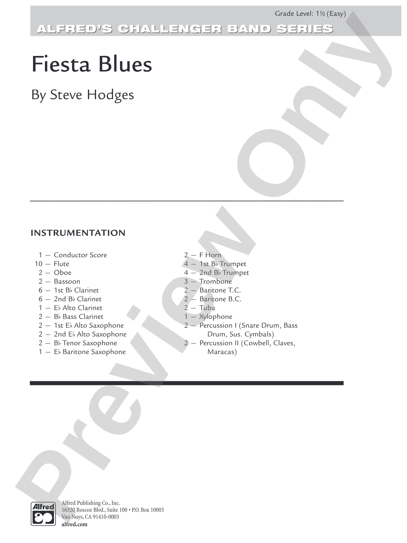 Fiesta Blues: Concert Band Conductor Score & Parts