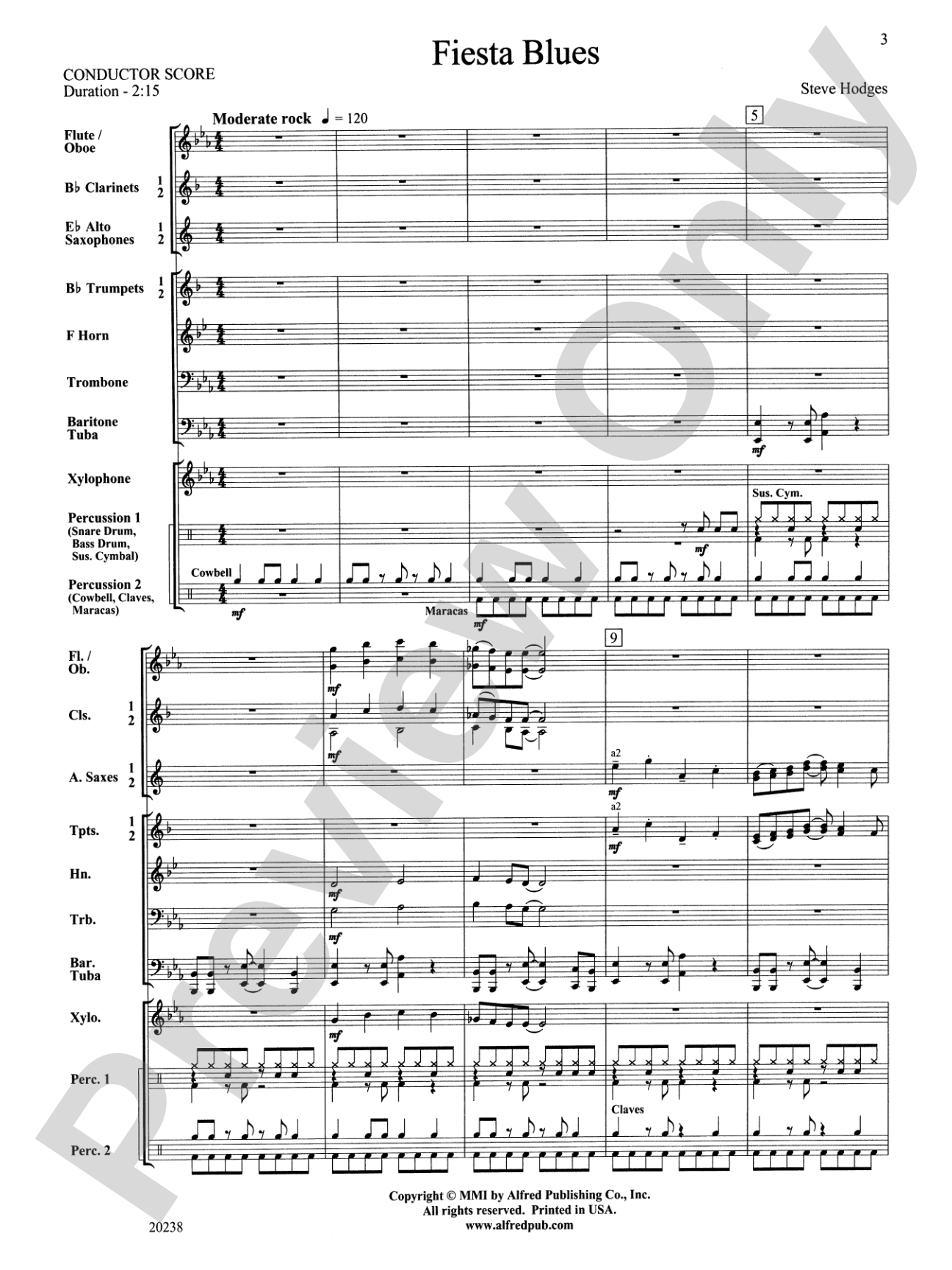 Fiesta Blues: Concert Band Conductor Score & Parts