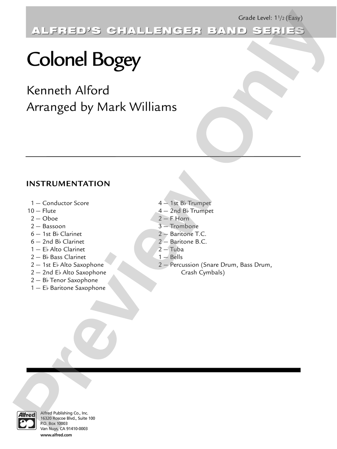 Colonel Bogey: Concert Band Conductor Score & Parts