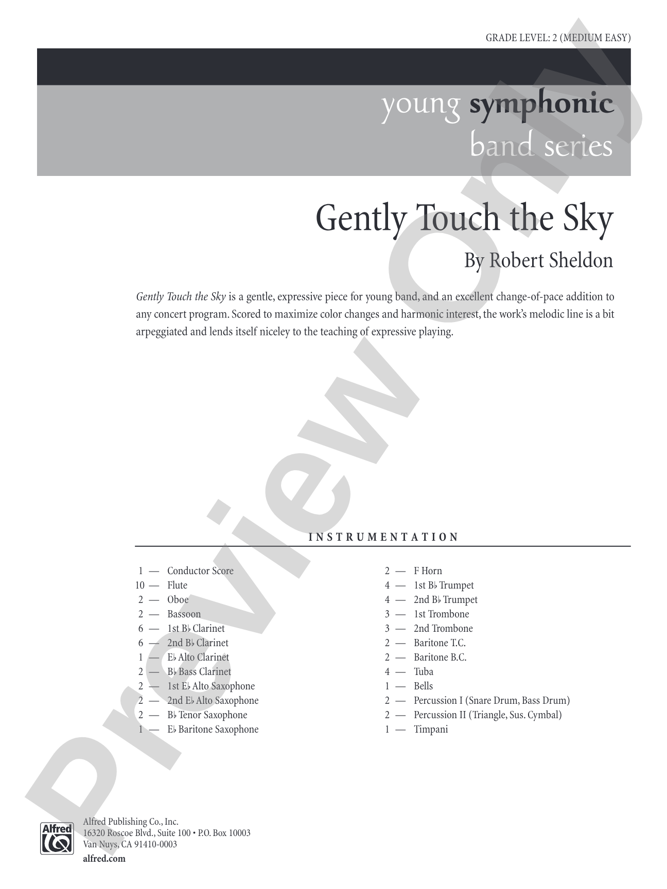 Gently Touch the Sky: Concert Band Conductor Score & Parts