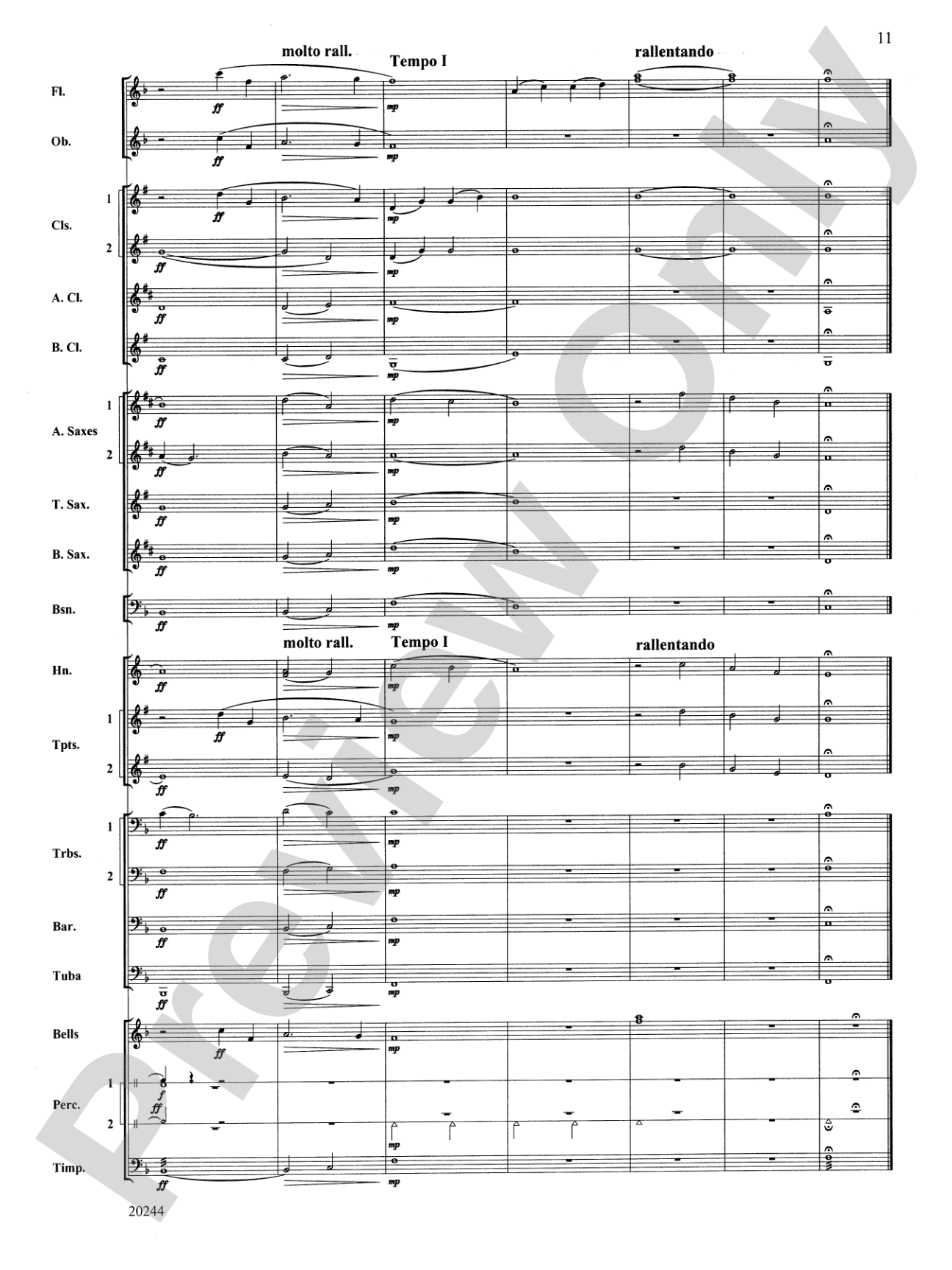 Gently Touch the Sky: Concert Band Conductor Score & Parts
