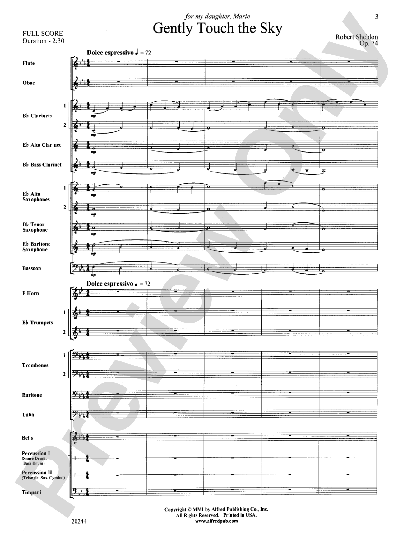 Gently Touch the Sky: Concert Band Conductor Score & Parts
