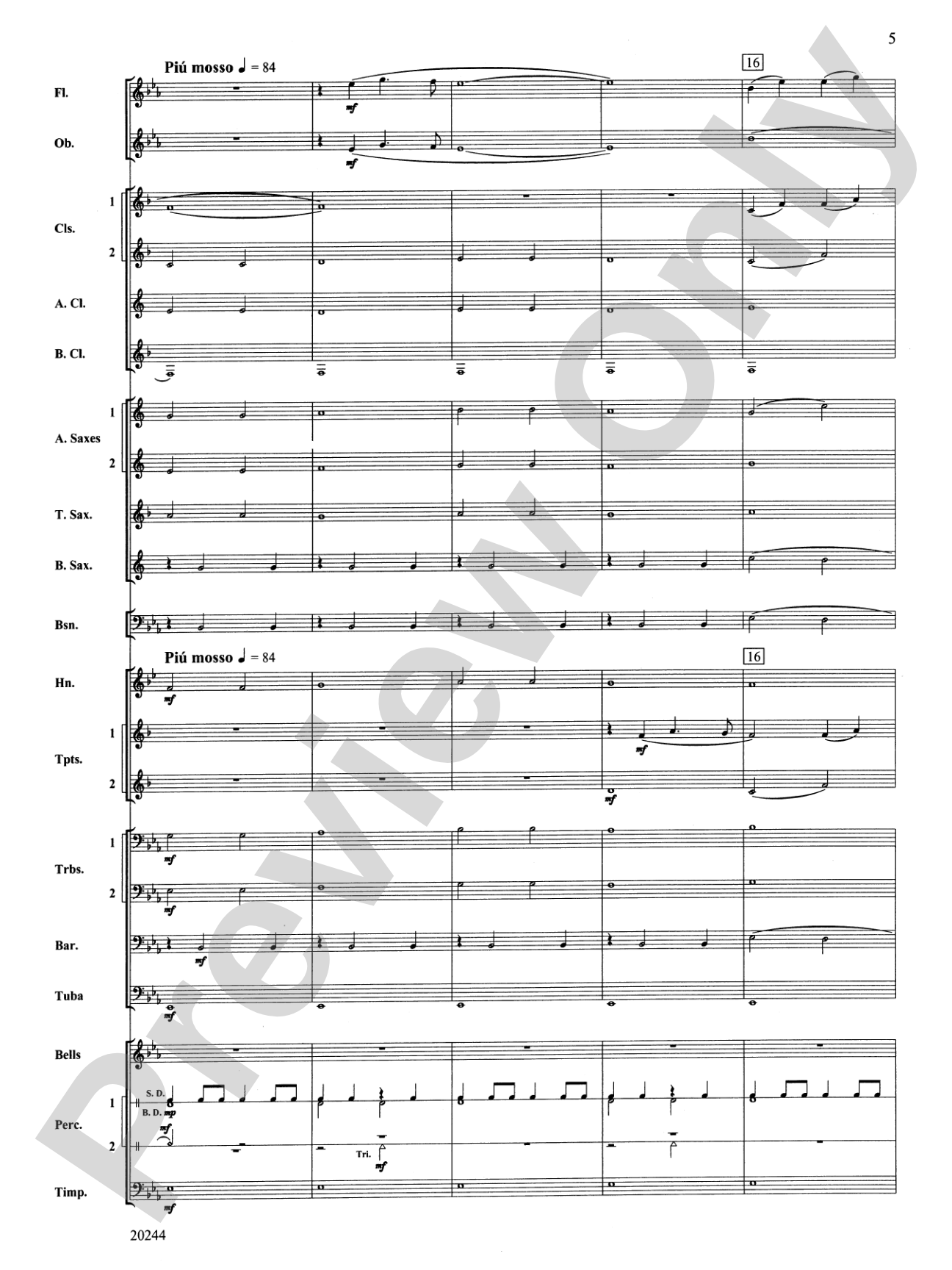 Gently Touch the Sky: Concert Band Conductor Score & Parts