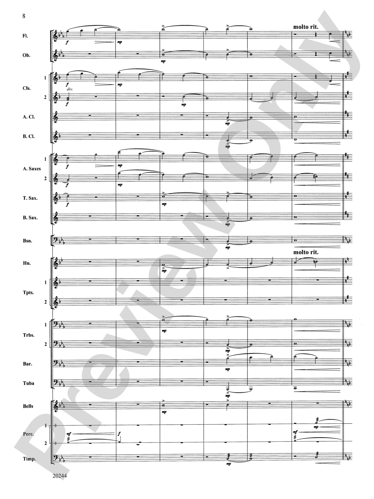 Gently Touch the Sky: Concert Band Conductor Score & Parts