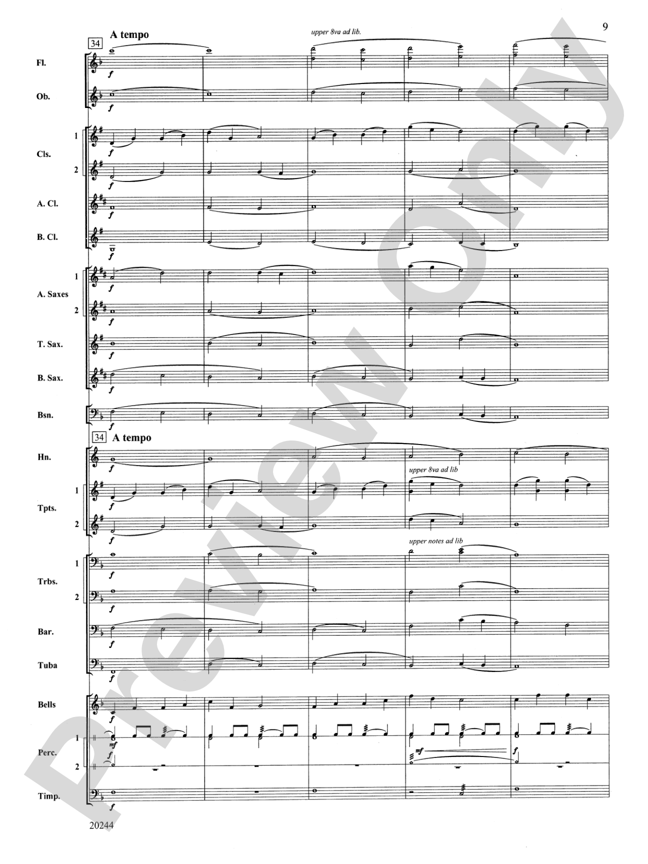 Gently Touch the Sky: Concert Band Conductor Score & Parts