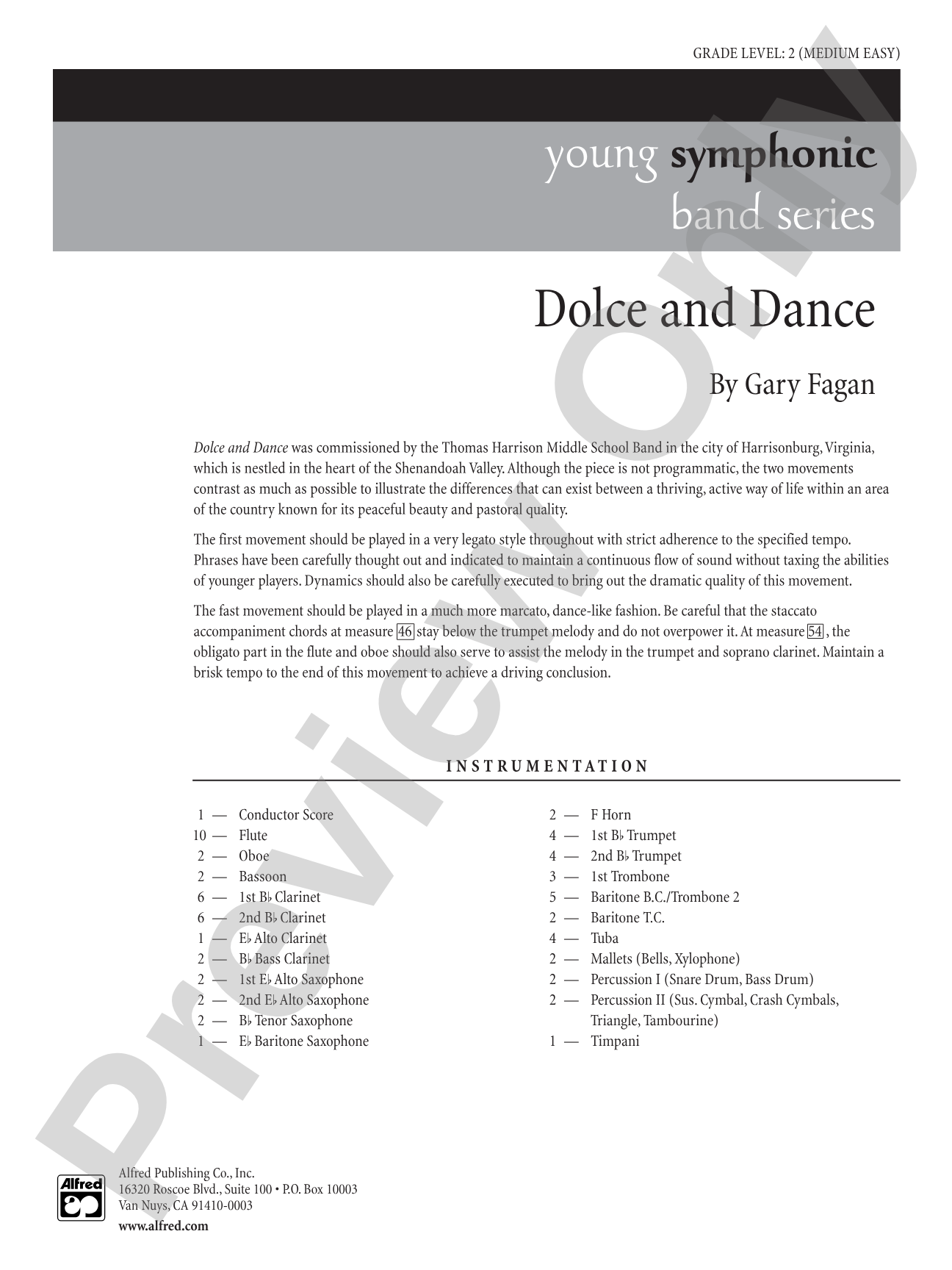 Dolce and Dance: Concert Band Conductor Score & Parts