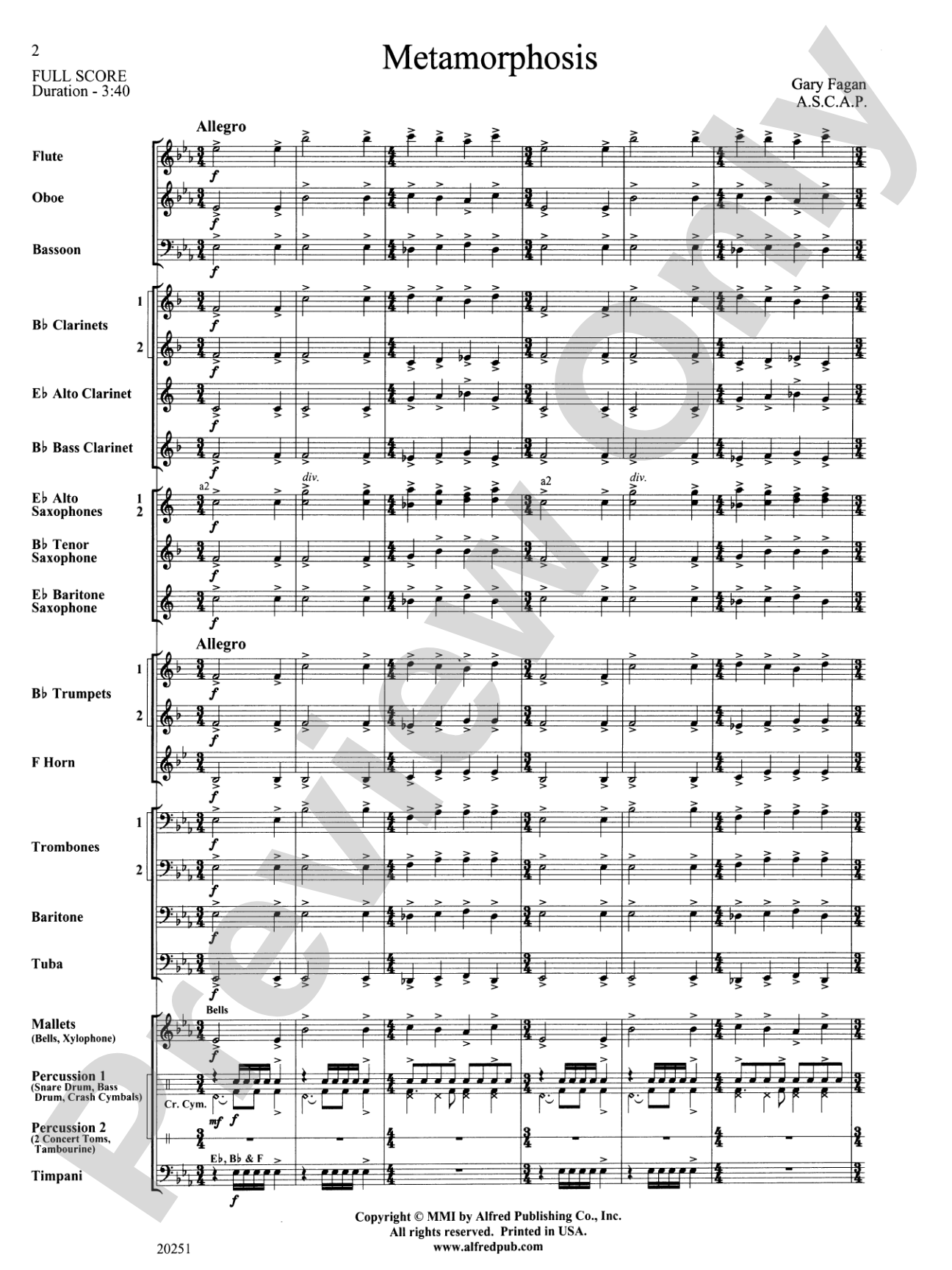 Metamorphosis: Score