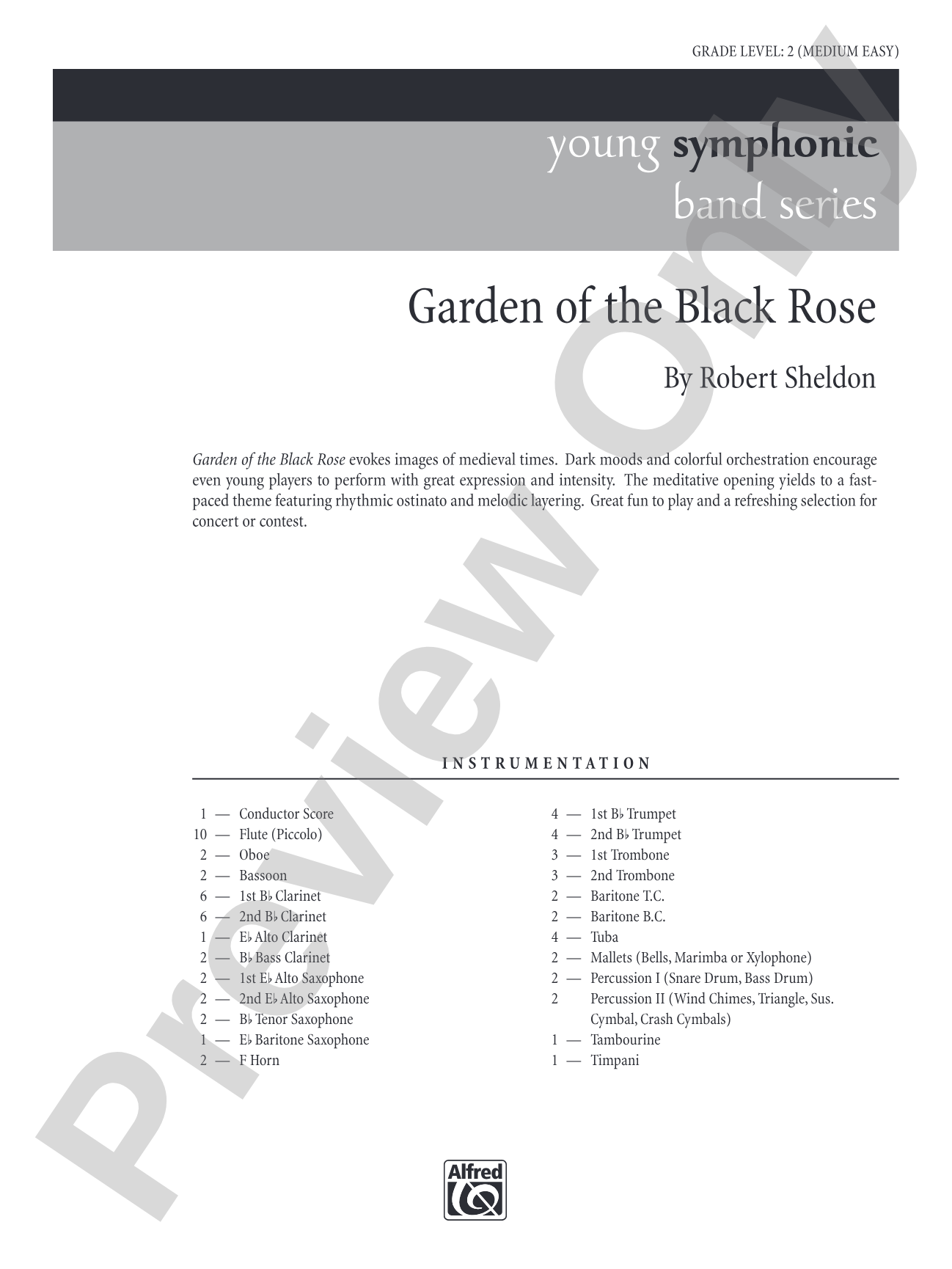 Garden of the Black Rose: Concert Band Conductor Score & Parts