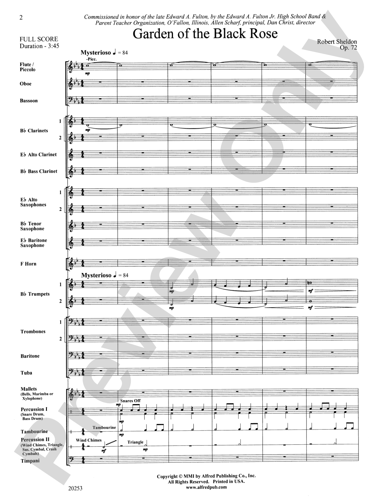 Garden of the Black Rose: Concert Band Conductor Score & Parts