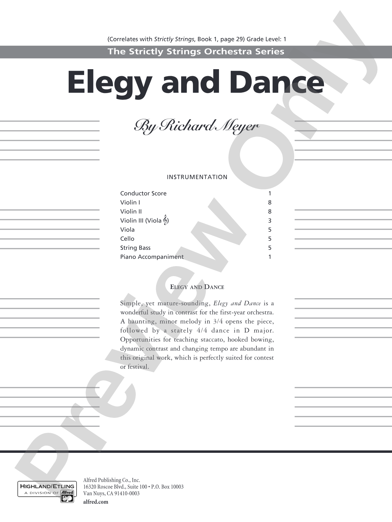 Elegy and Dance: Score